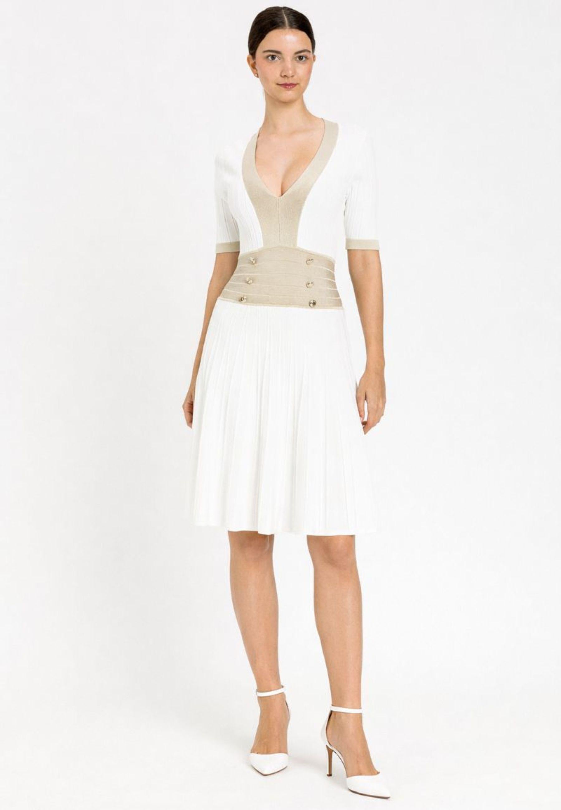 Abito bianco in maglia con lurex 