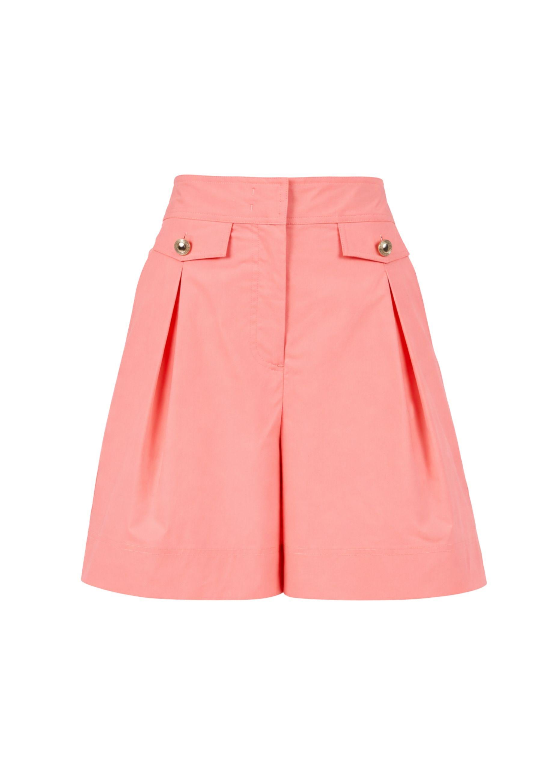 Shorts in cotone stretch con piega frontale 