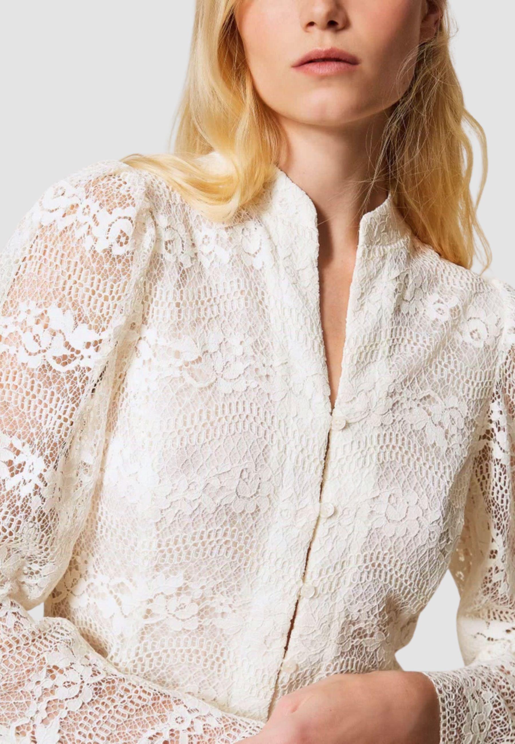 Camicia Twinset in viscosa con inserti in pizzo 