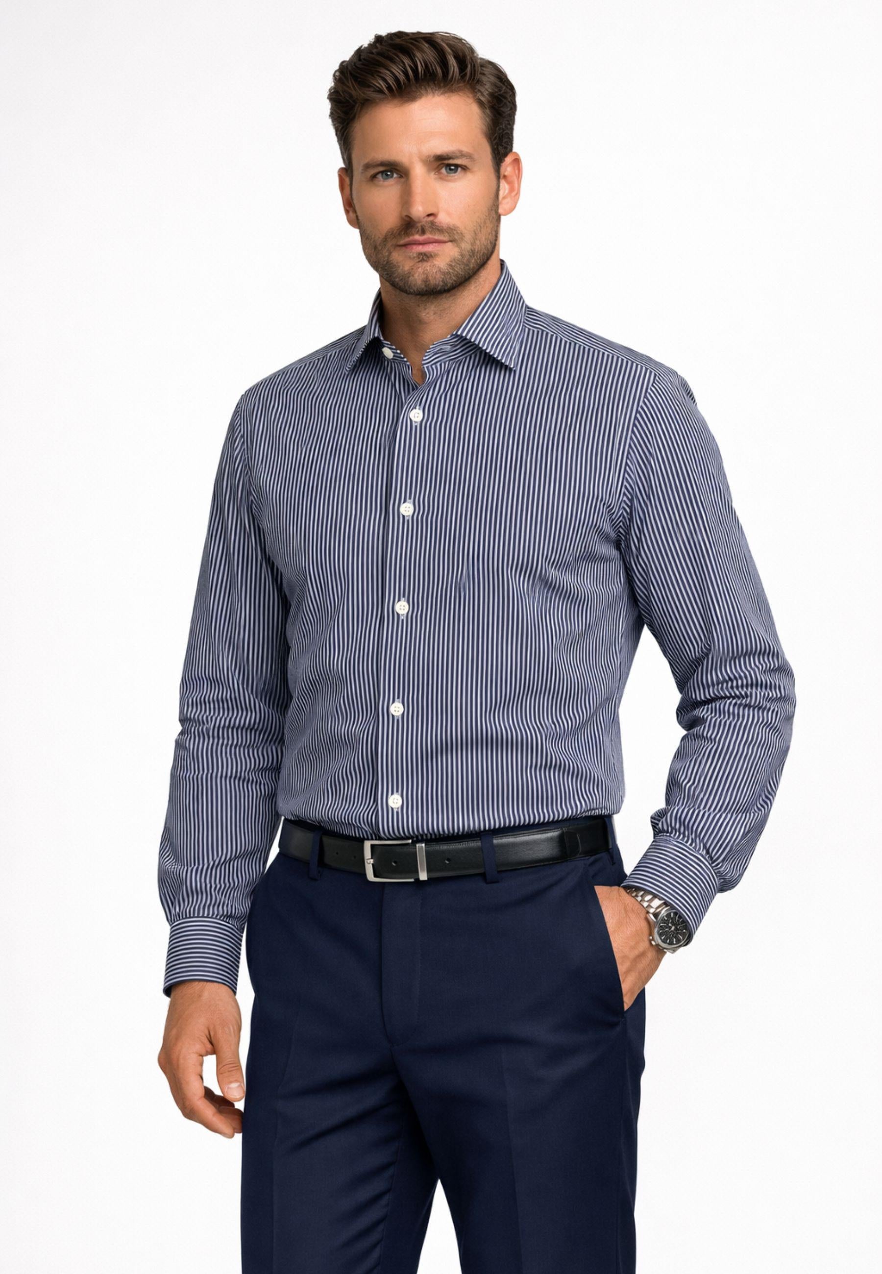 Camicia Alessandro Gherardi a righe - tessuto tecnico elasticizzato 
