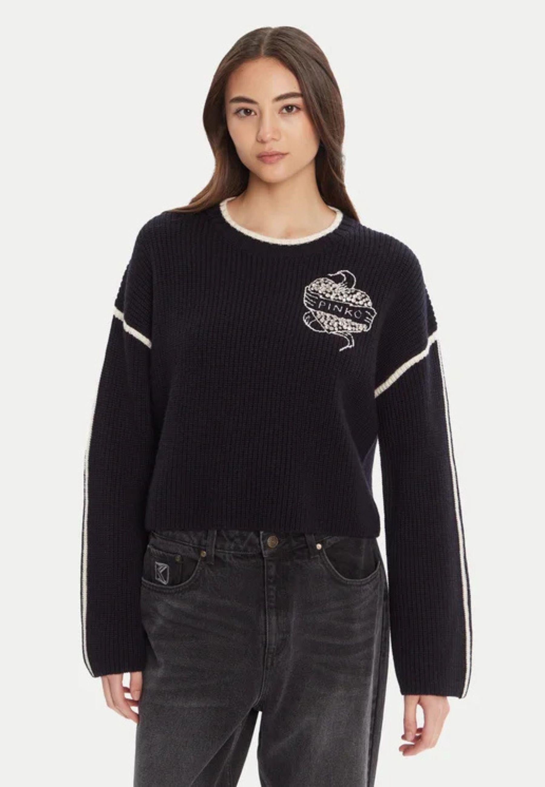 Maglione Pinko in Lana con Logo Ricamato 
