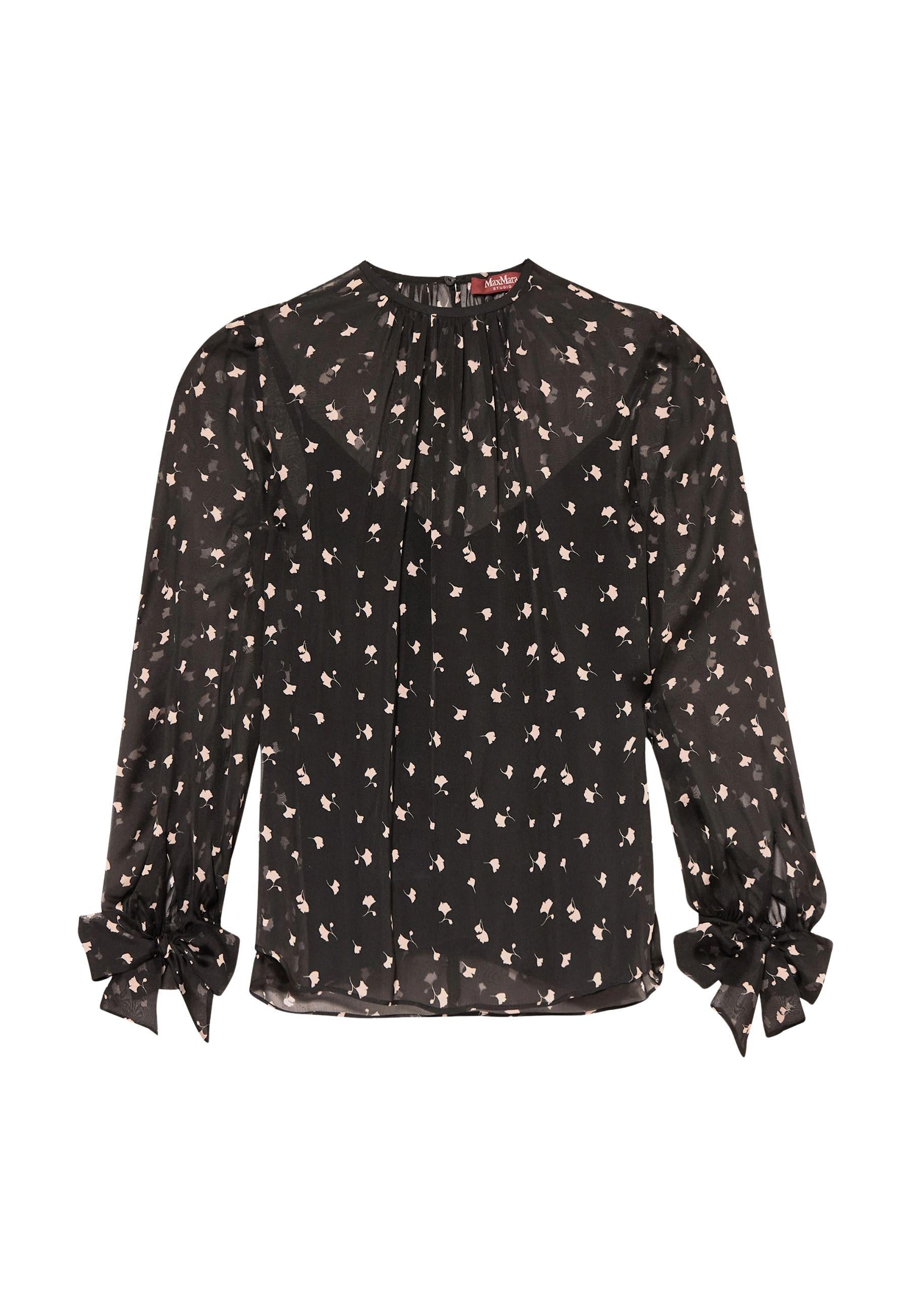 Max Mara Studio - Blusa in chiffon stampato con fiocchi ai polsi 