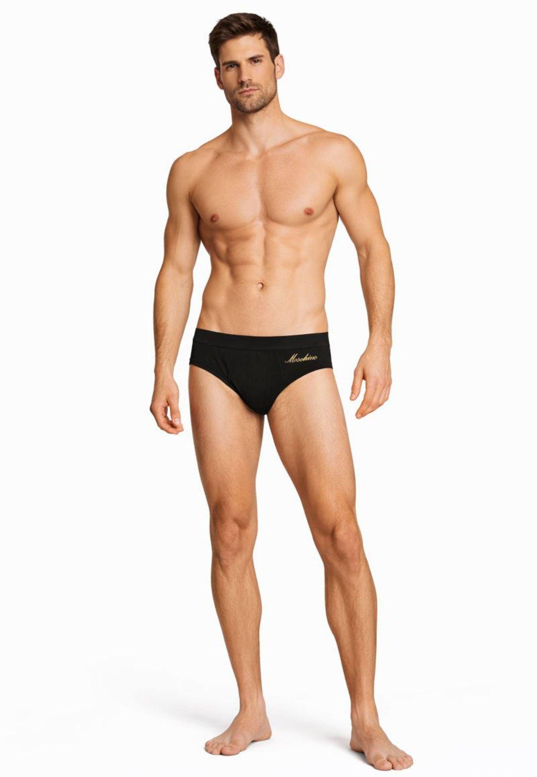 Slip Uomo in Cotone Nero con Logo Ricamato 
