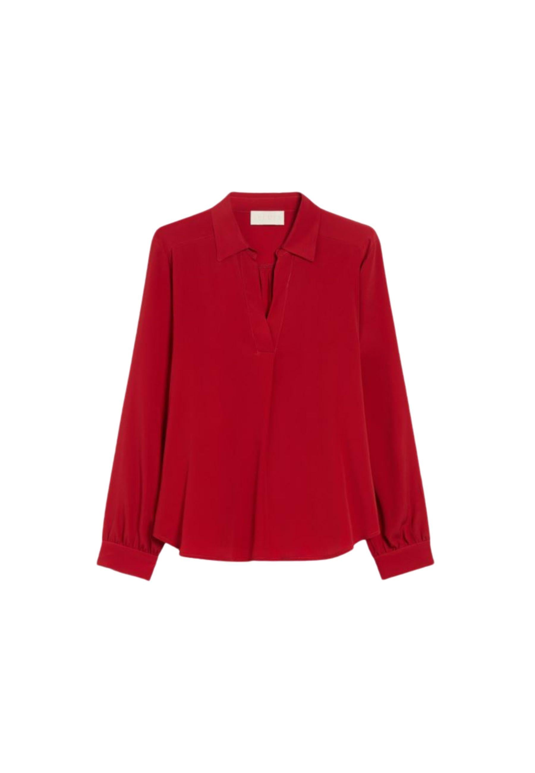 Blusa con Colletto in Tessuto Fluido 