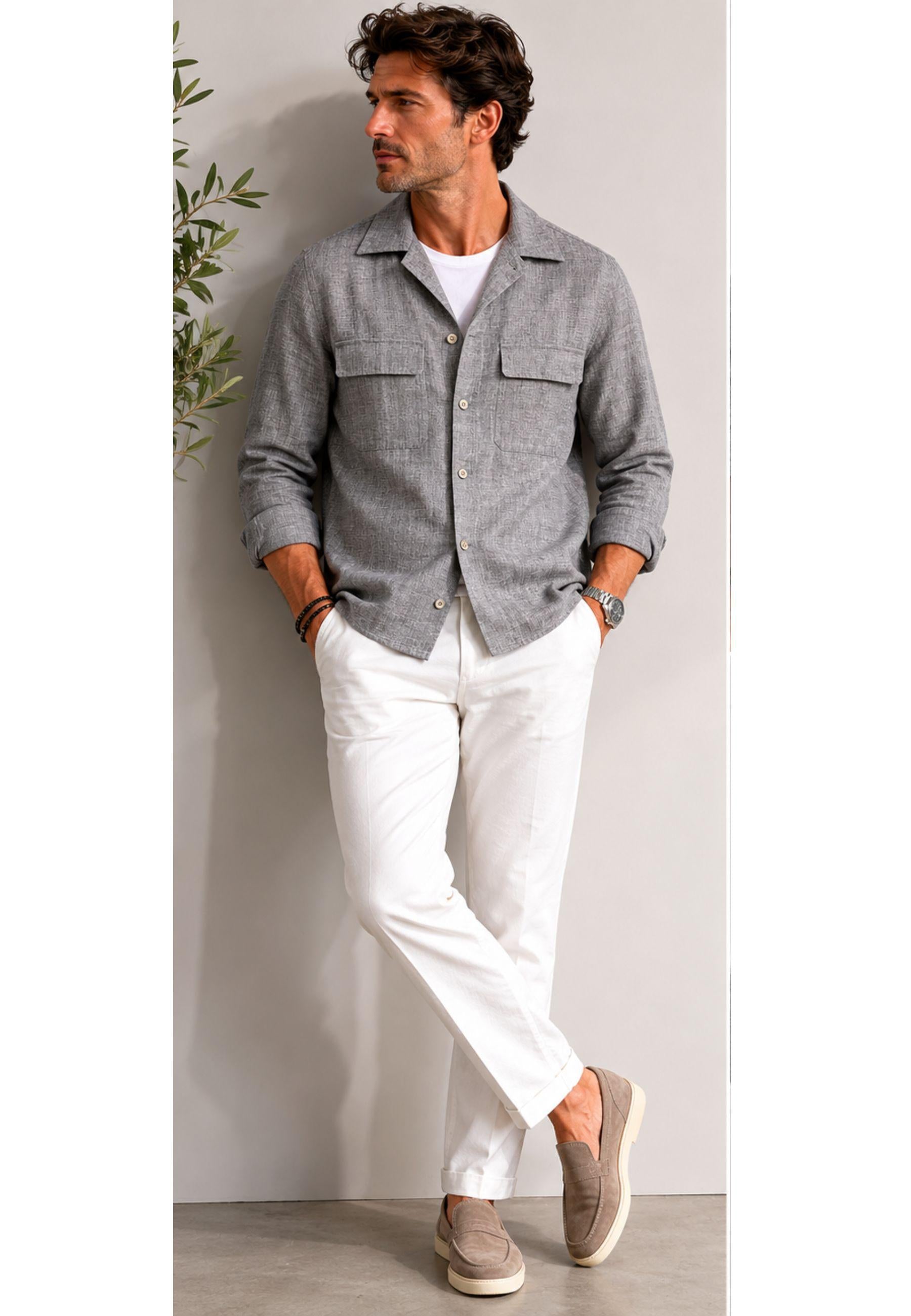 Camicia Giacca Briglia John in Lino Raffia 
