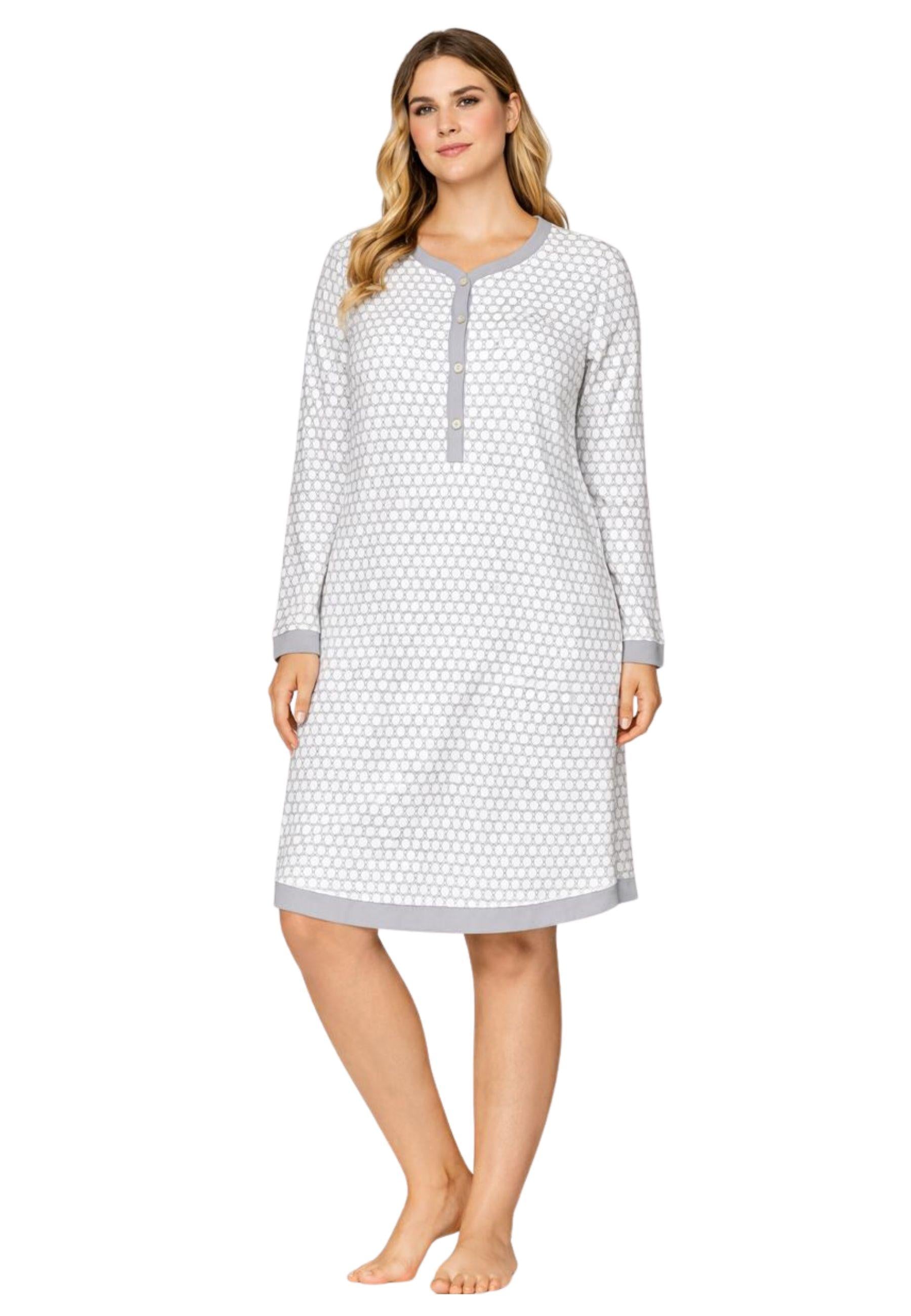 Camicia da Notte Donna in Caldo Cotone - Fantasia Geometrica 