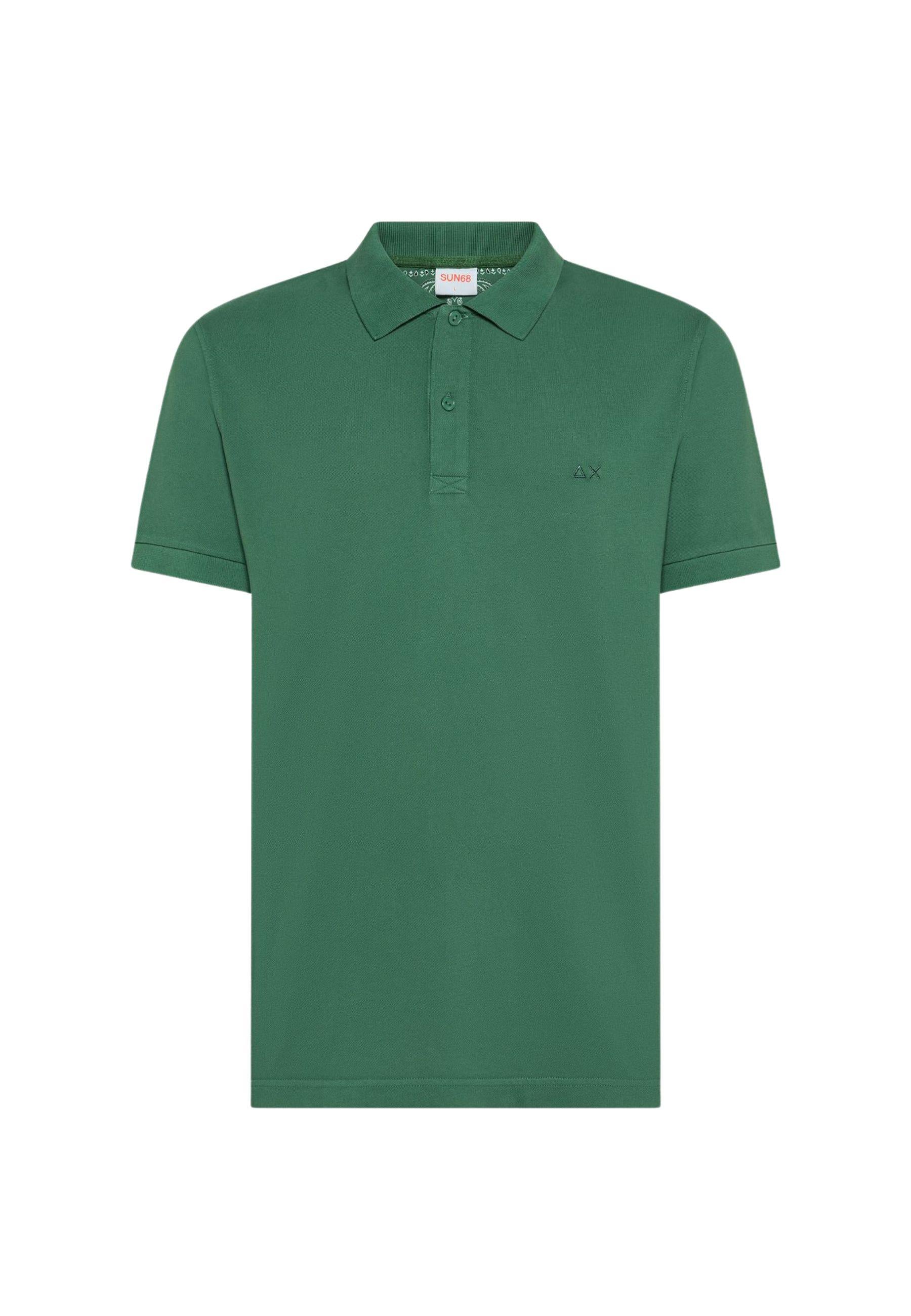 Polo in cotone verde muschio con dettagli a contrasto 