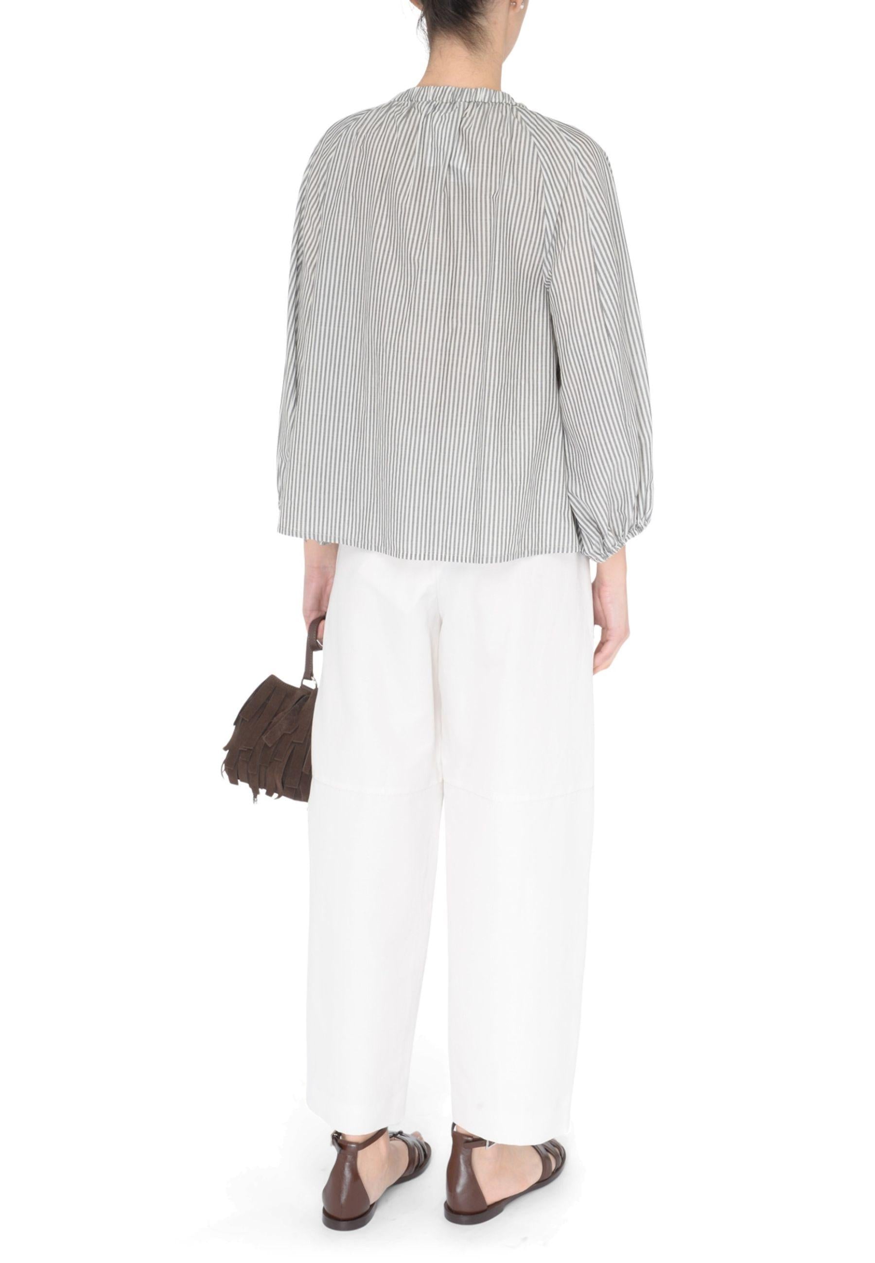 S Max Mara - Pantaloni Jack in Canvas di Cotone, Lino e Seta 