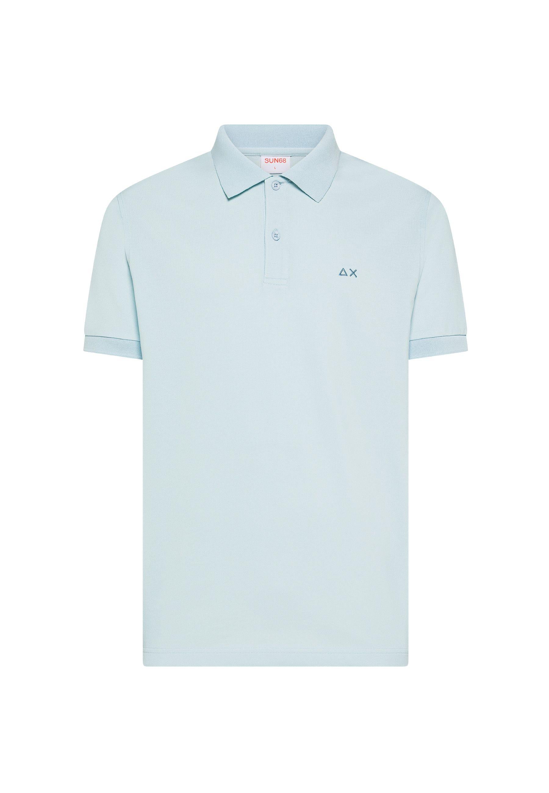 Polo con stampa paisley in cotone azzurro 