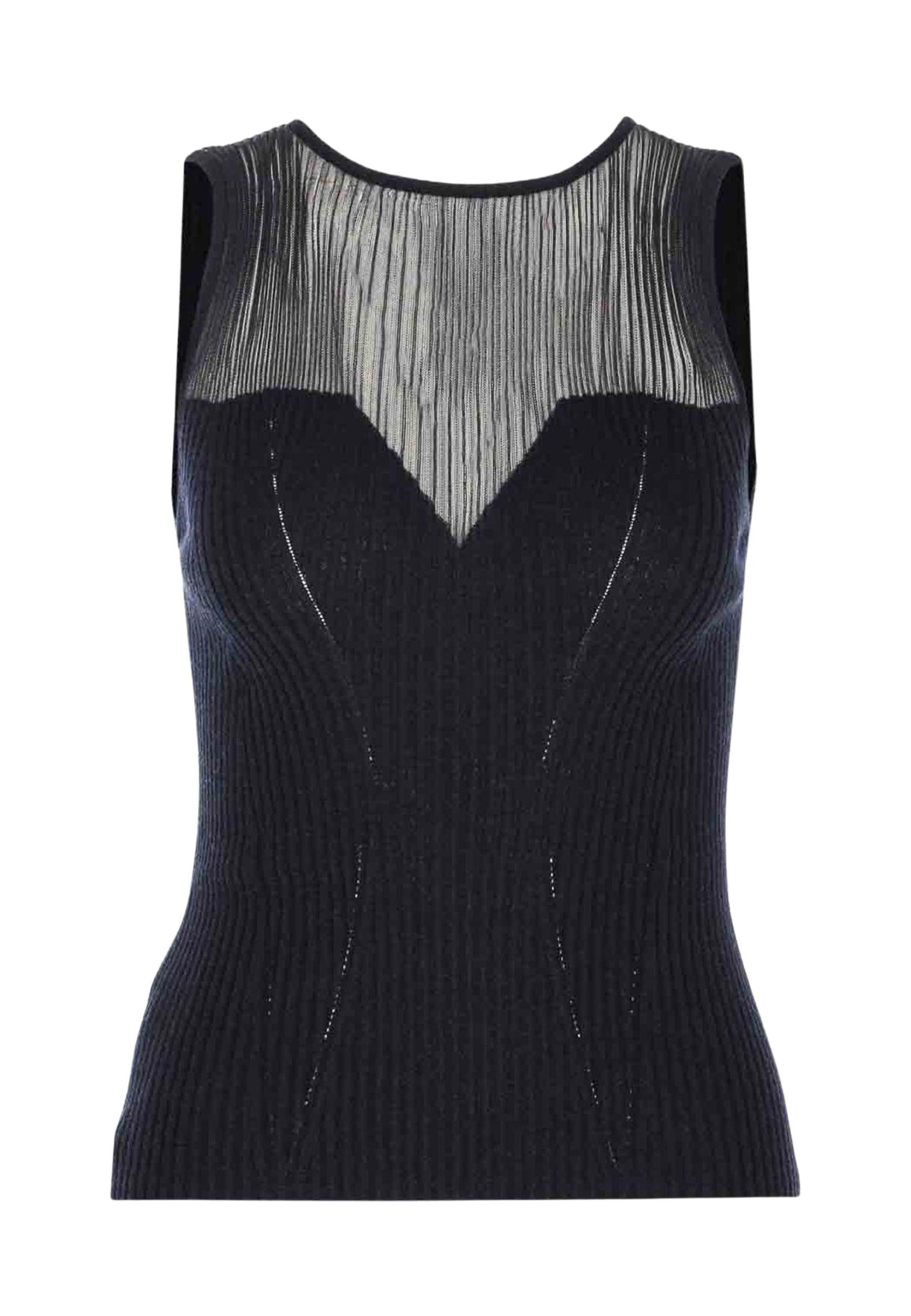 Top in lana SHISPARE con inserti trasparenti 