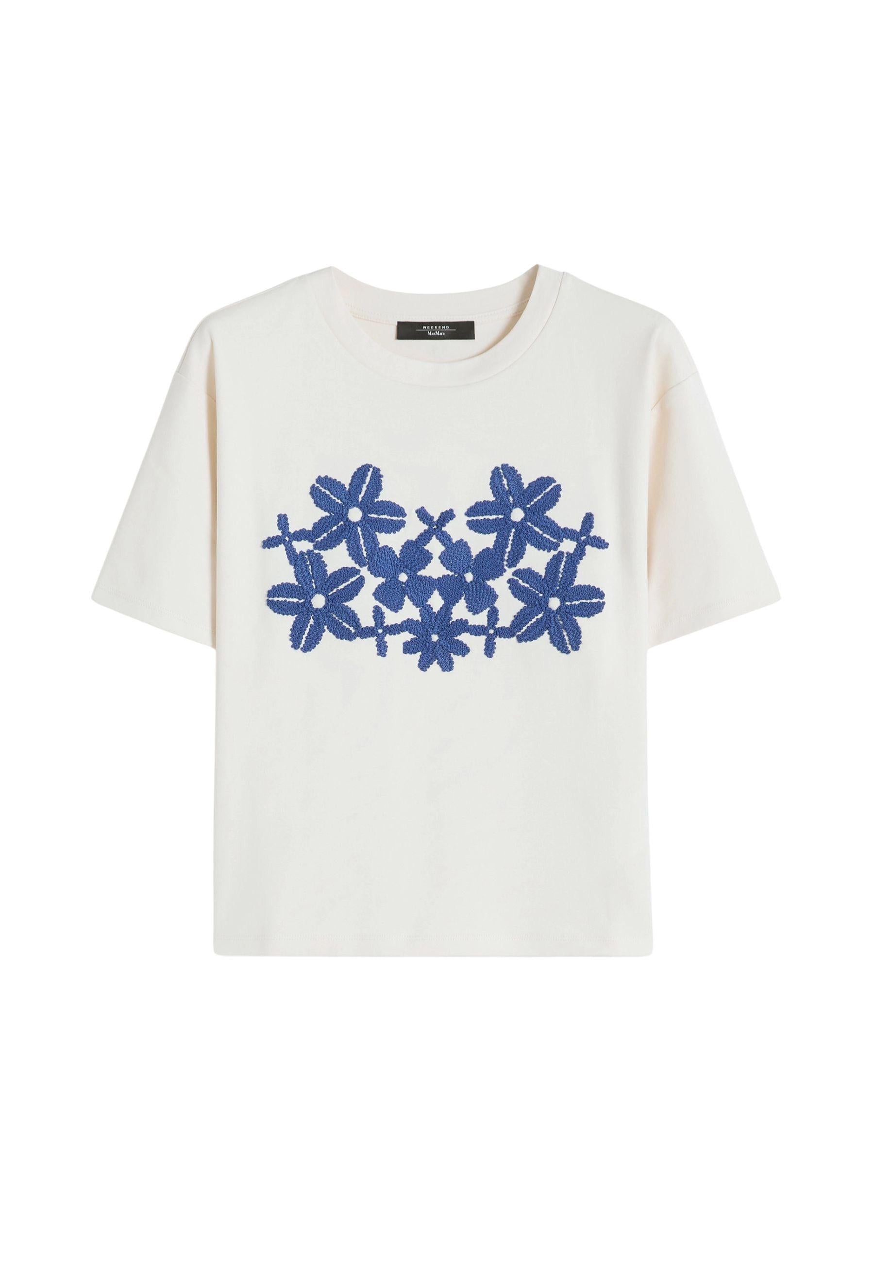 T-shirt boxy in jersey di cotone con stampa 