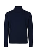 Daniele Fiesoli - Gerippter Rollkragenpullover aus reiner Merinowolle in Nachtblau