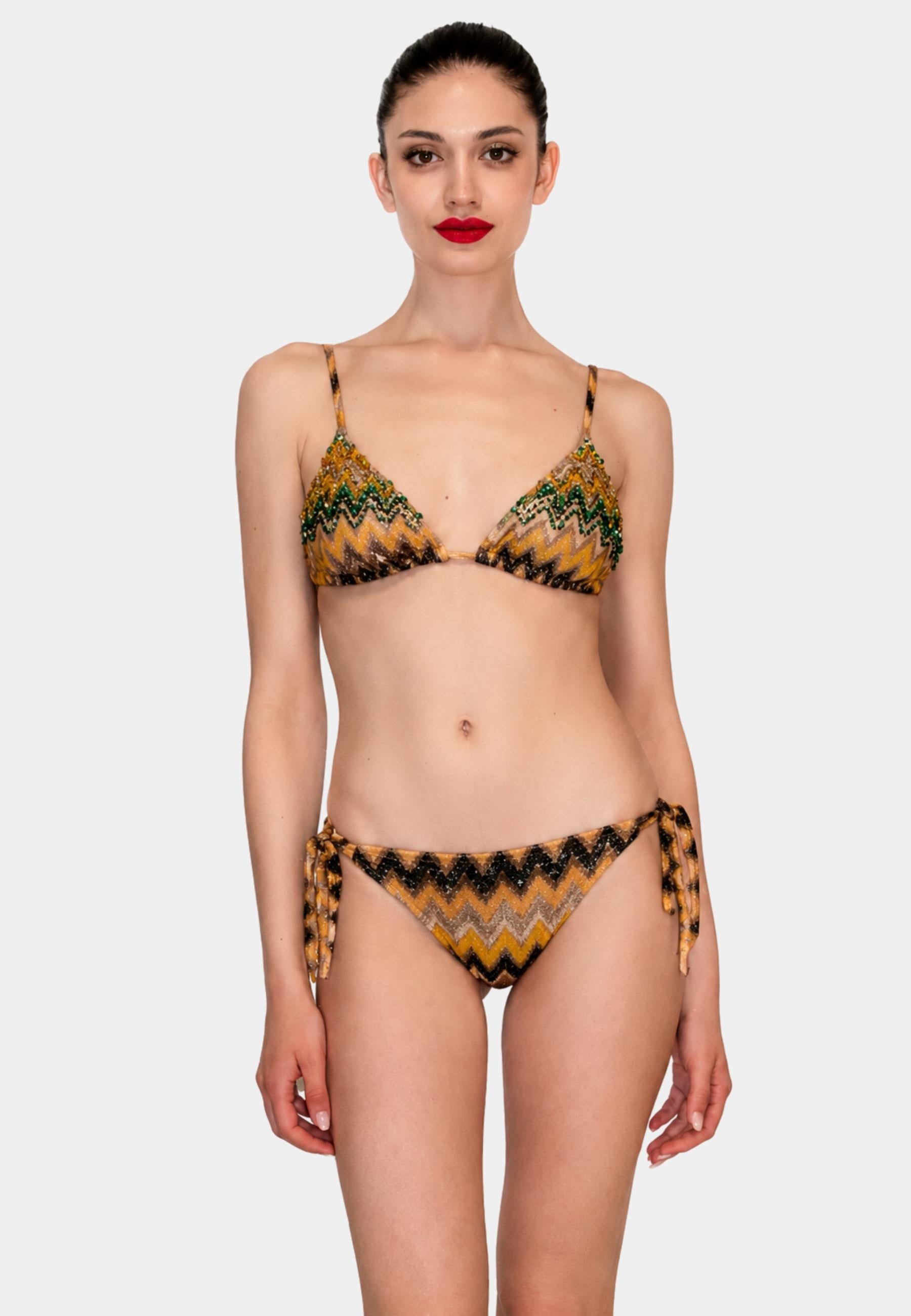 Ilaria Vitagliano Bikini triangolo degradé con ricami 