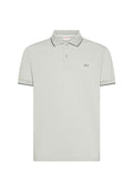 Polo con dettagli a contrasto in cotone grigio chiaro