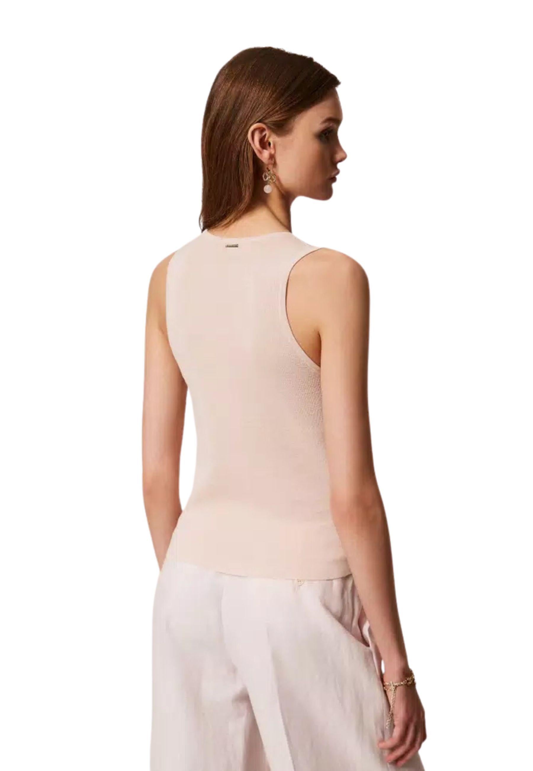 Top in maglia con paillettes 