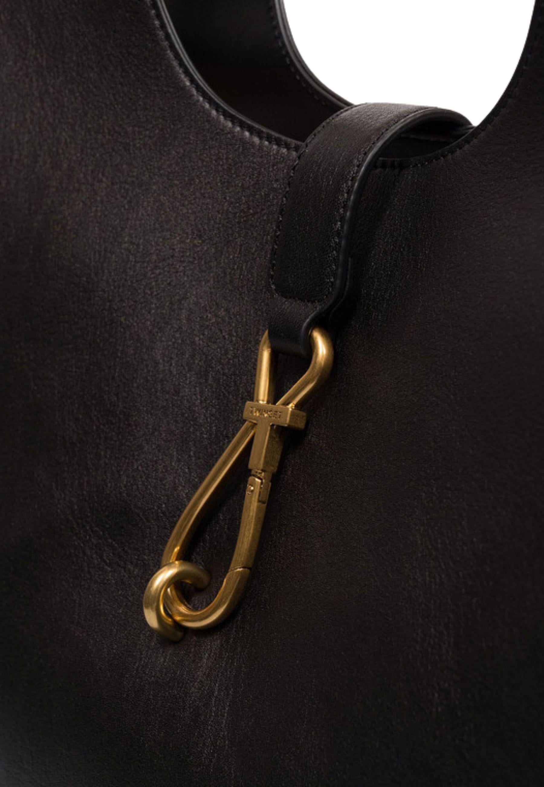 Borsa Tote Grande in Vera Pelle con Chiusura a Moschettone 