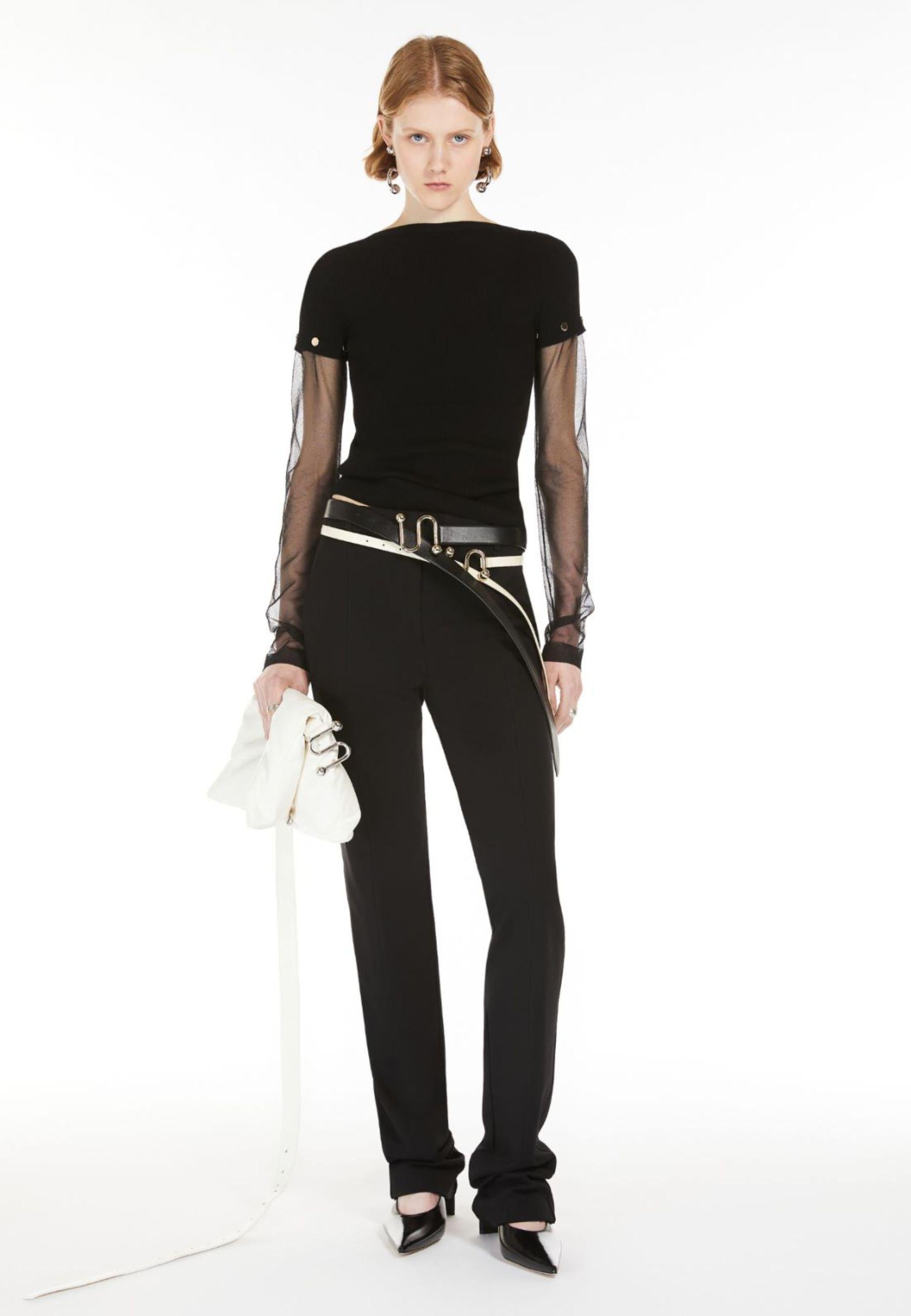 SPORTMAX - Maglia "Alcide" in viscosa stretch con maniche rimovibili 