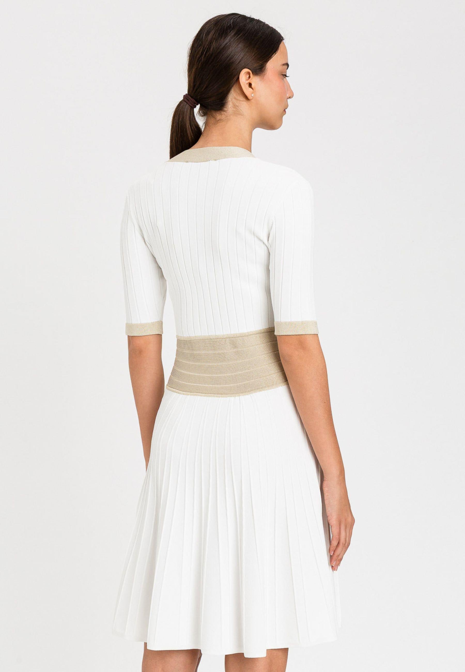 Abito bianco in maglia con lurex 
