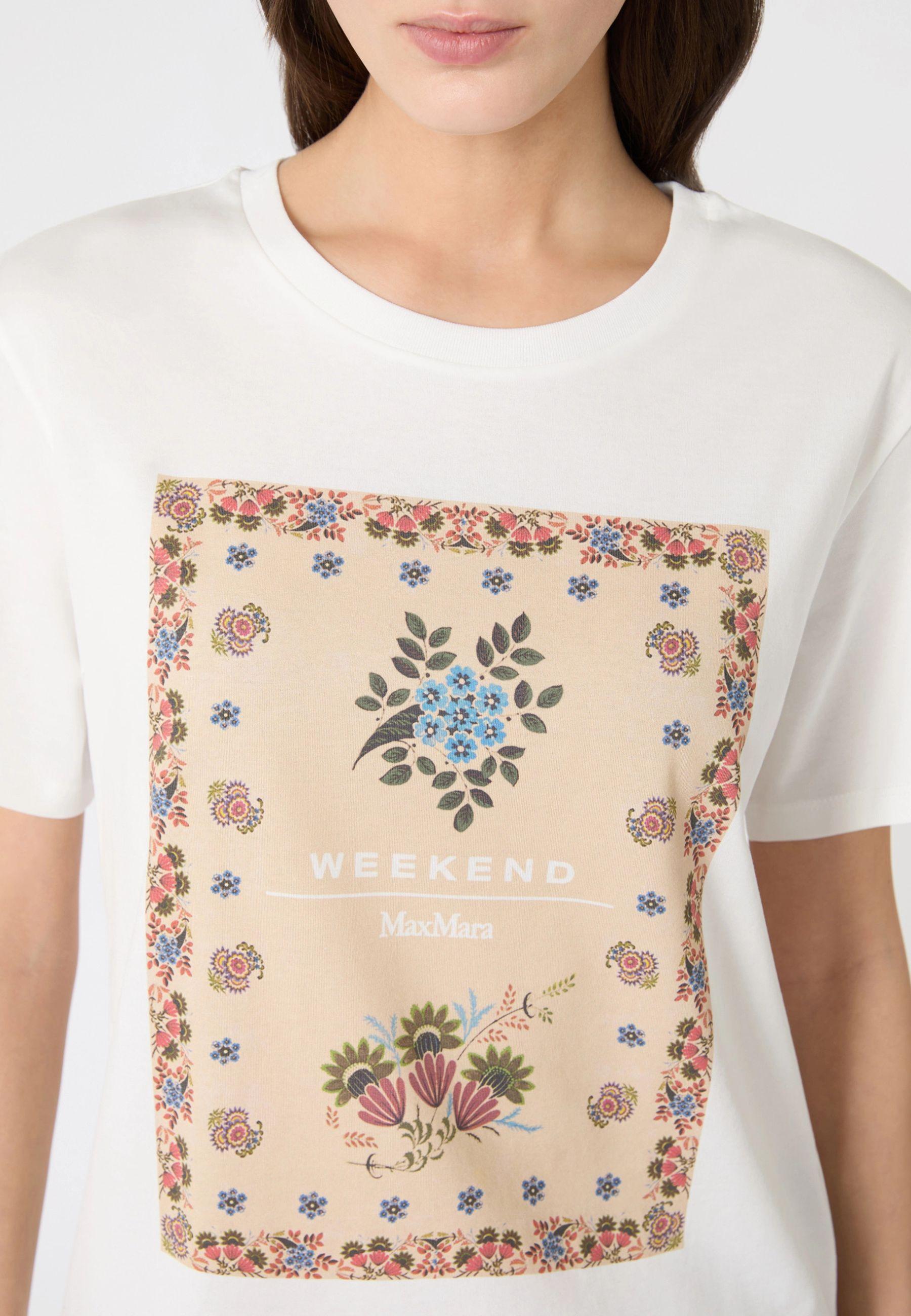 T-shirt in jersey di cotone con stampa frontale 