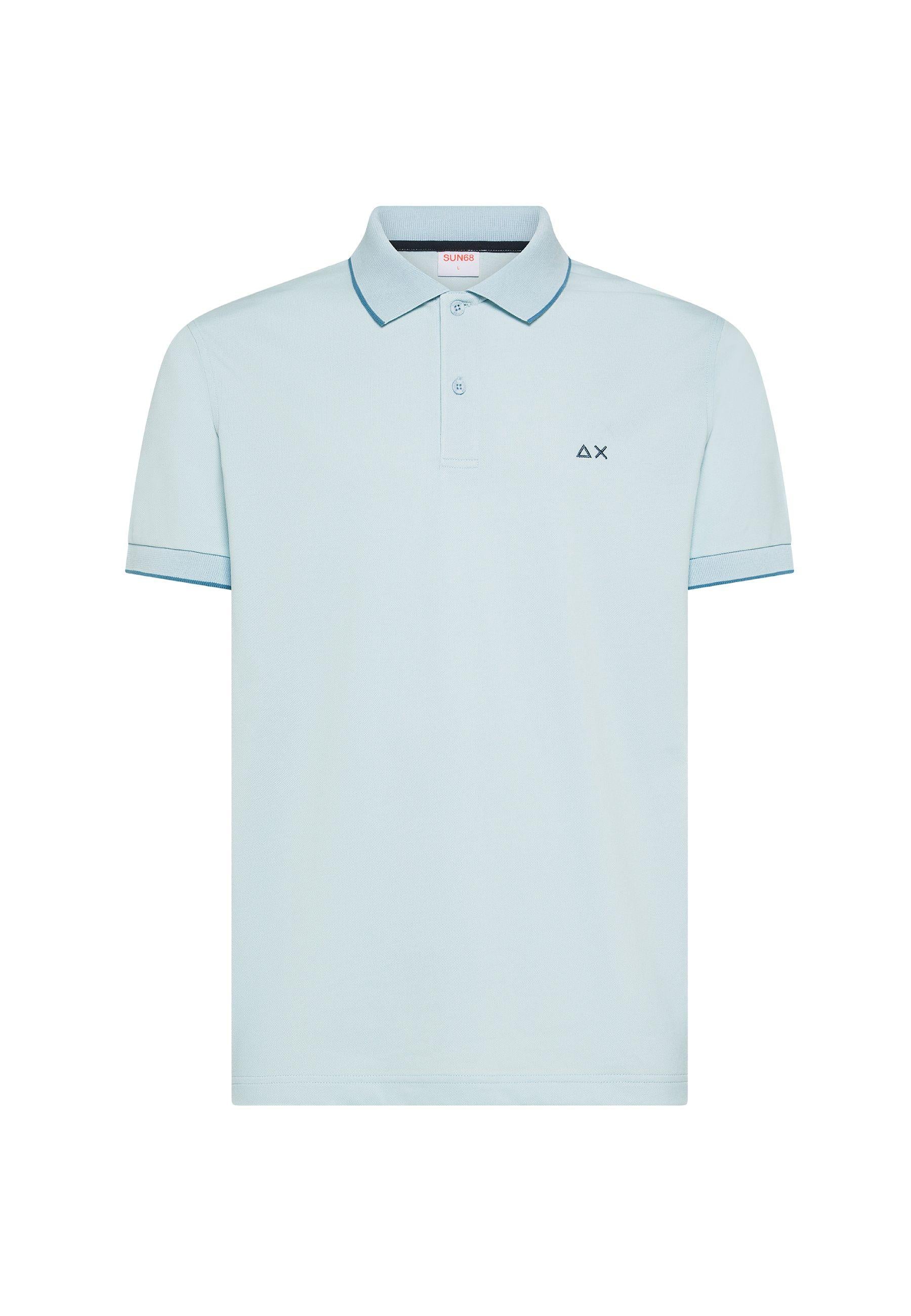 Polo con dettagli a contrasto in cotone azzurro 