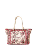 Shopper aus Canvas mit Fuchsiatuch-Print
