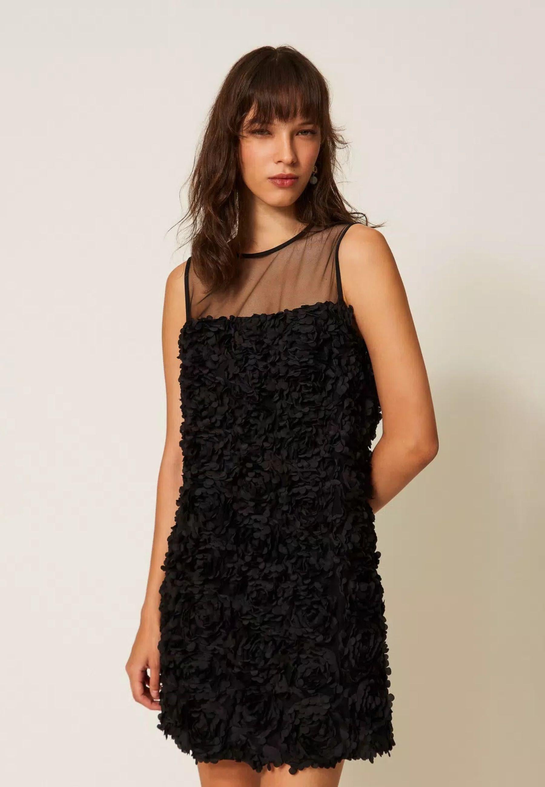 Abito corto in tulle con fiori 3D Actitude Twinset 