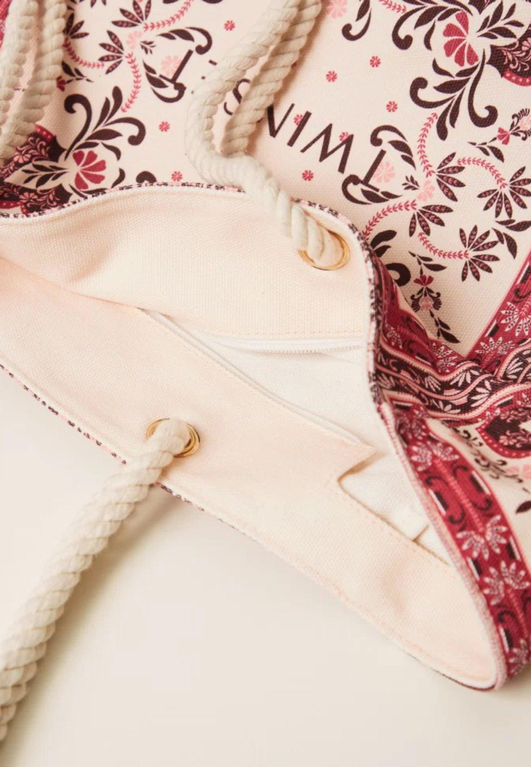 Borsa Shopper in Canvas con Stampa Foulard Fuchsia 