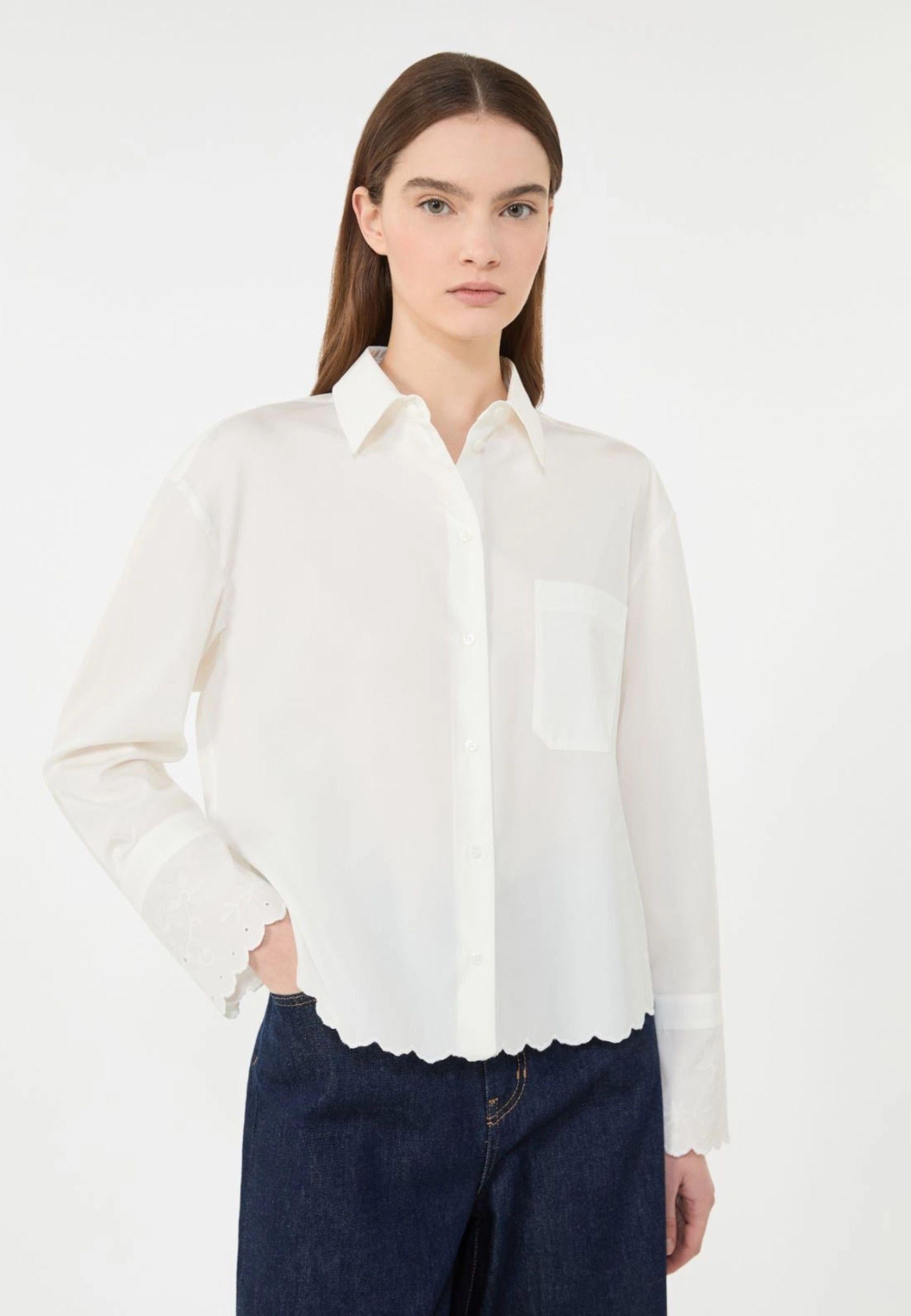 Camicia in cotone con taschino - BIANCO AVORIO 