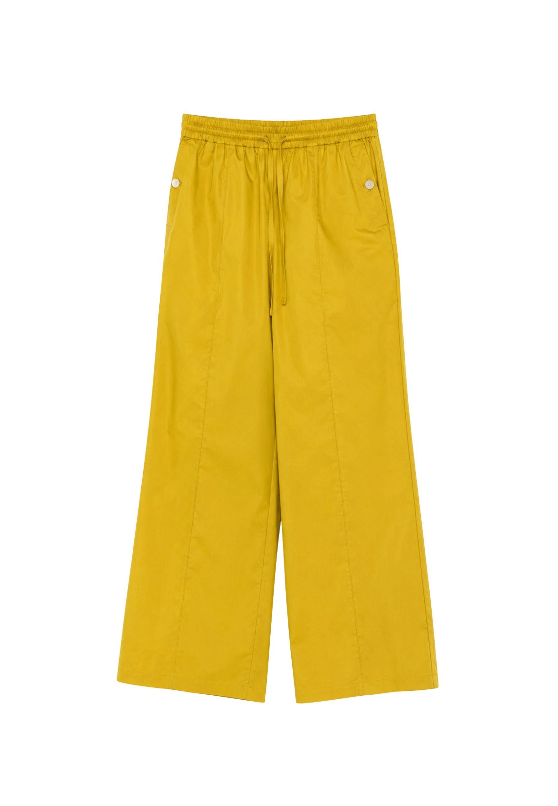 Pantalone wide leg in cotone stretch 