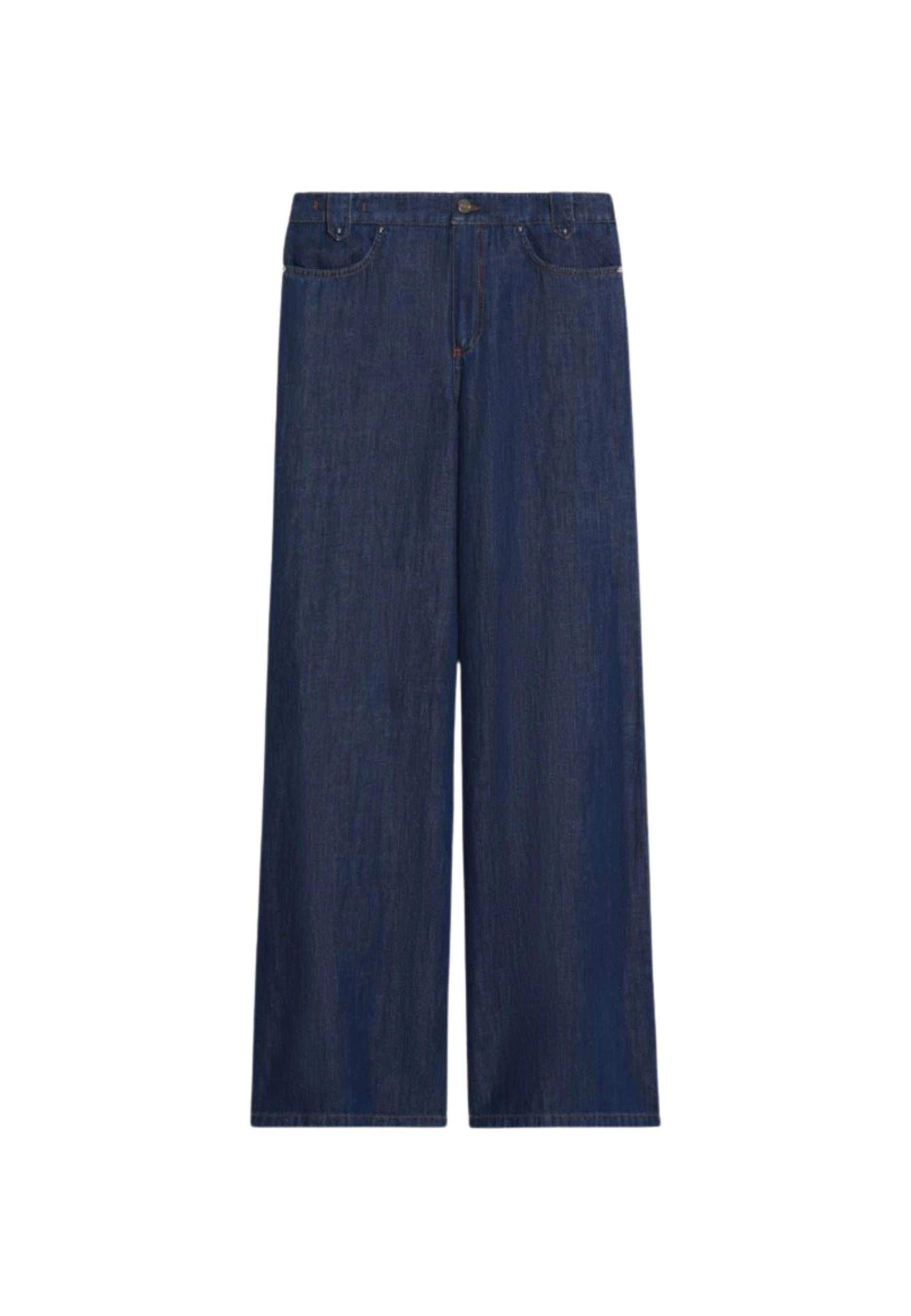 iBlues - Jeans wide leg in denim misto cotone e lino 