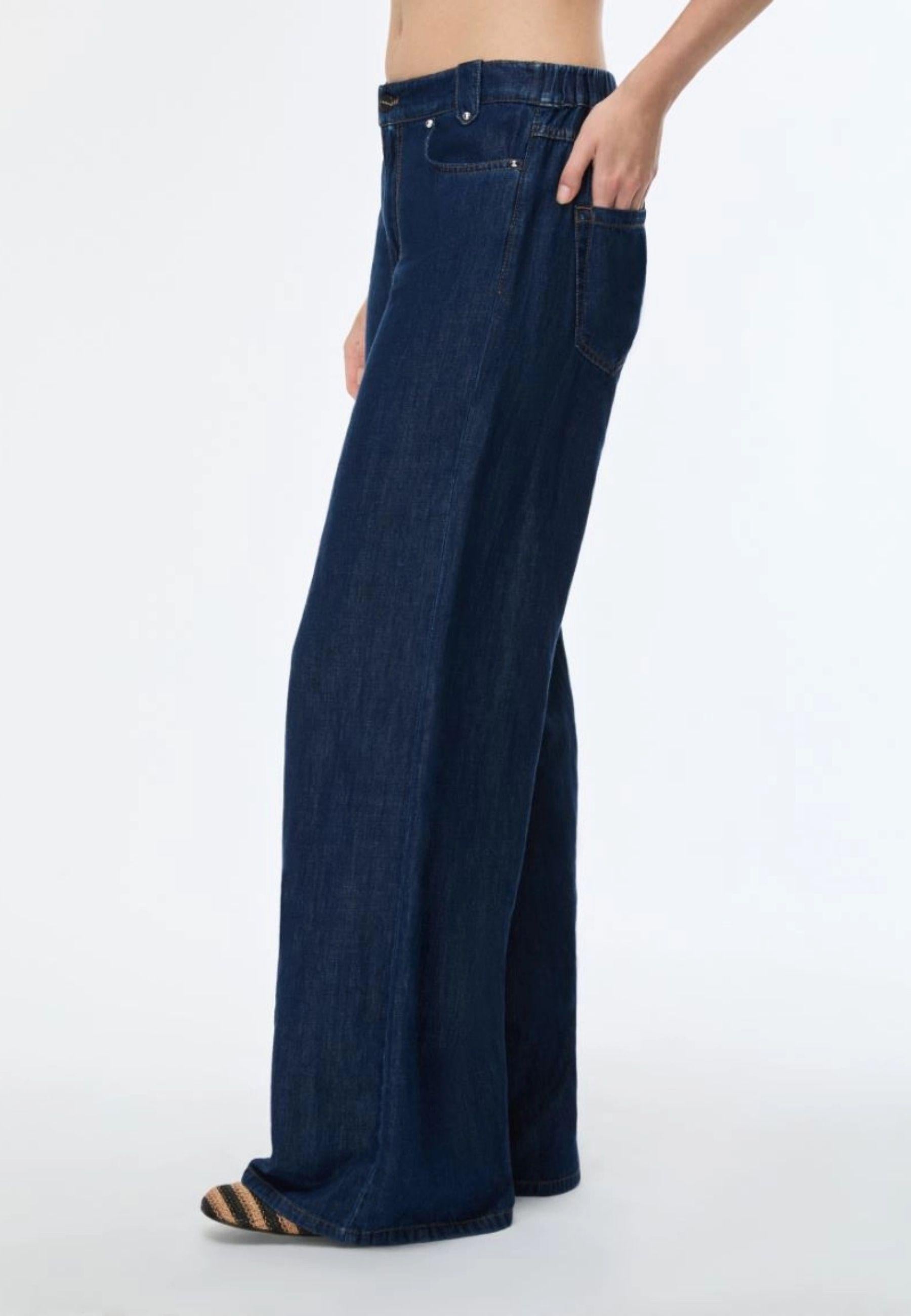 iBlues - Jeans wide leg in denim misto cotone e lino 