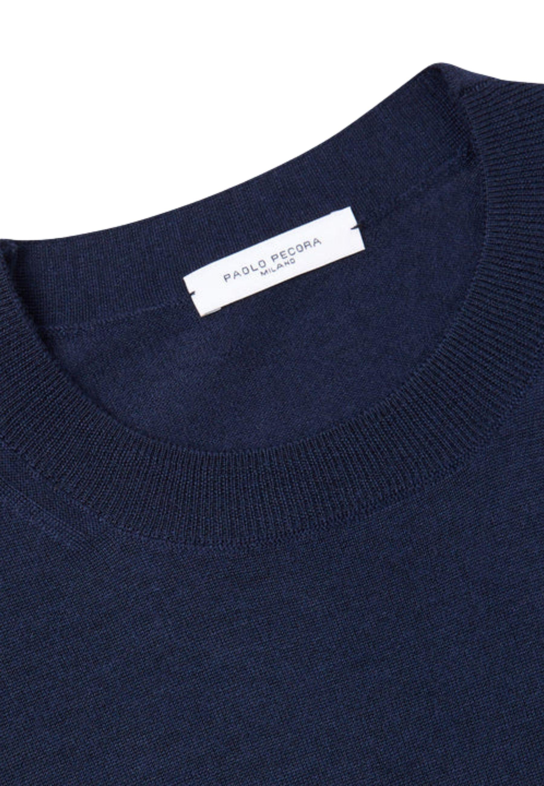 Girocollo Blu Navy in Lana Merino Extrafine 