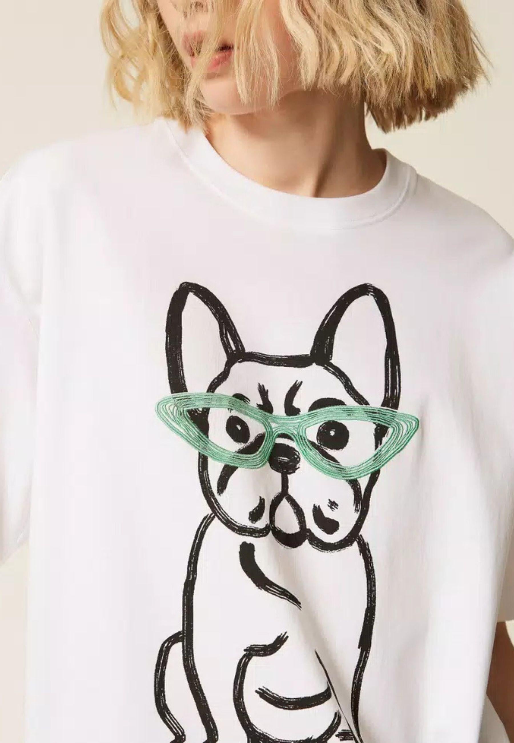 T-shirt Over Twinset Actitude x Myfo - stampa "Papers Bulldog" 