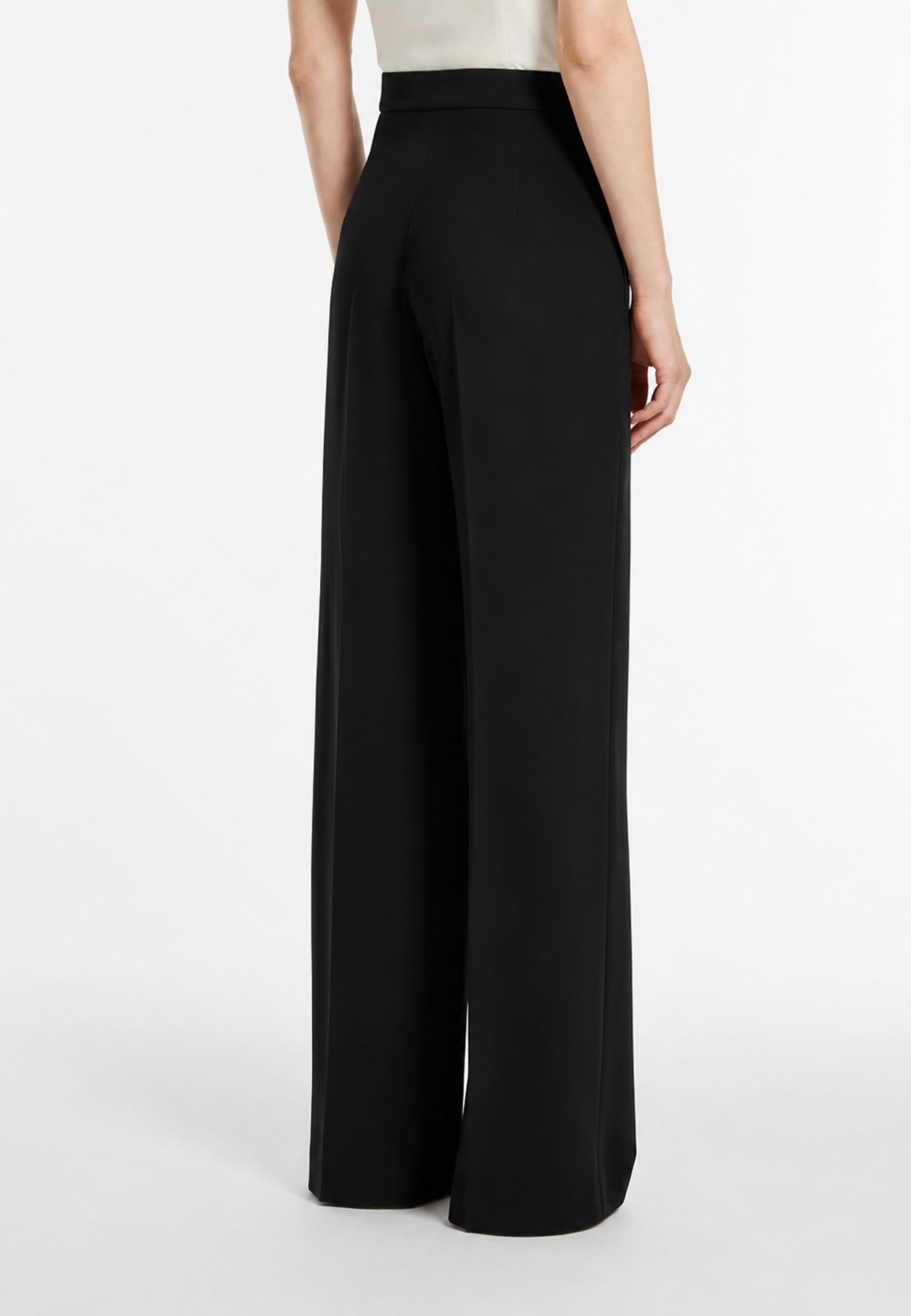 Max Mara Pantaloni Donna Maresca in Cady Nero a Vita Alta 