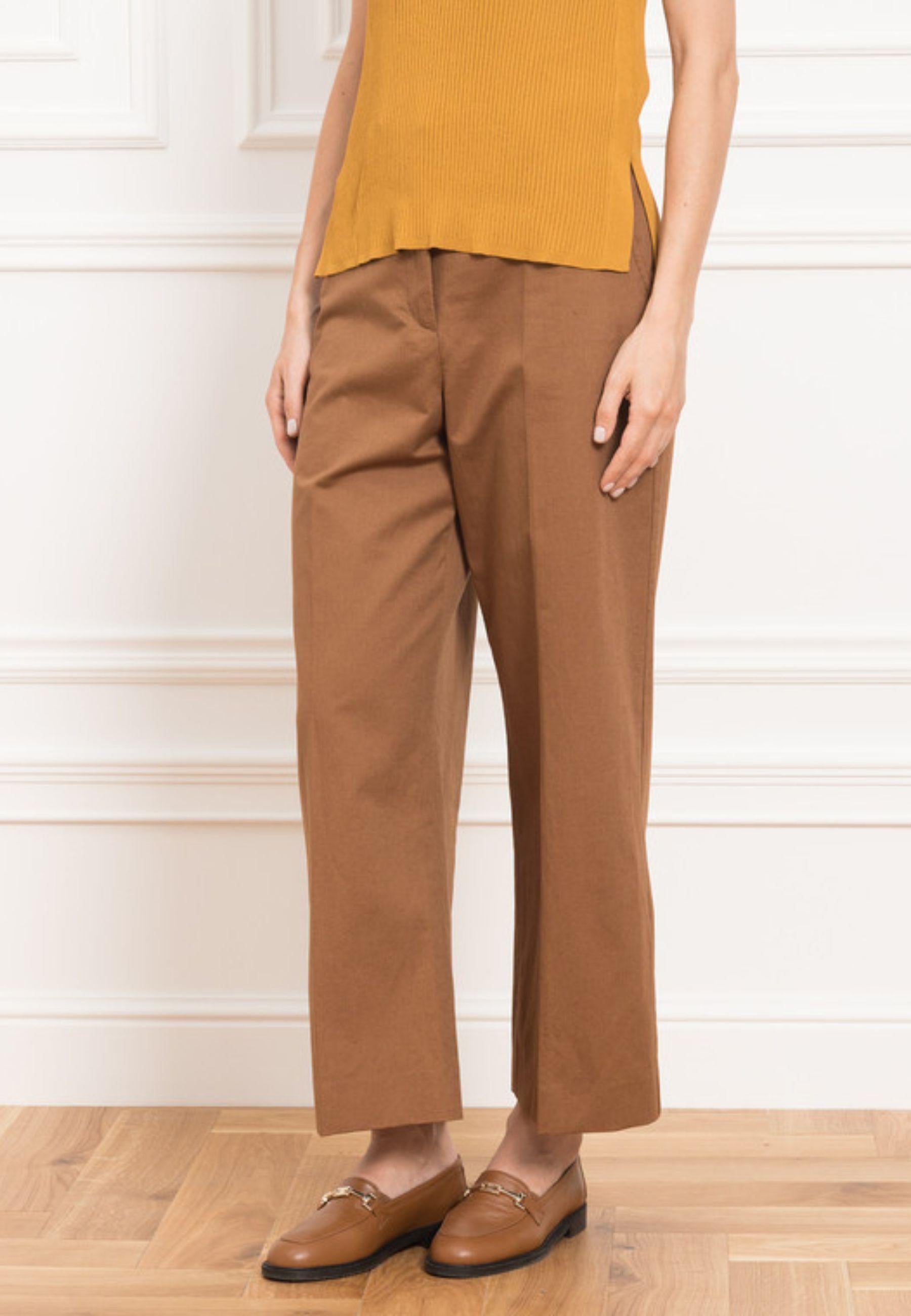 Pantaloni culotte in cotone e lino 