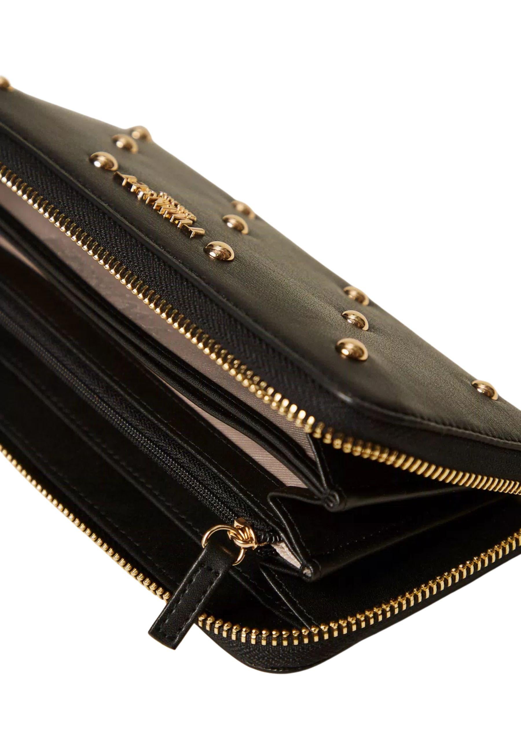 Portafoglio Zip Around con Borchie Oro 