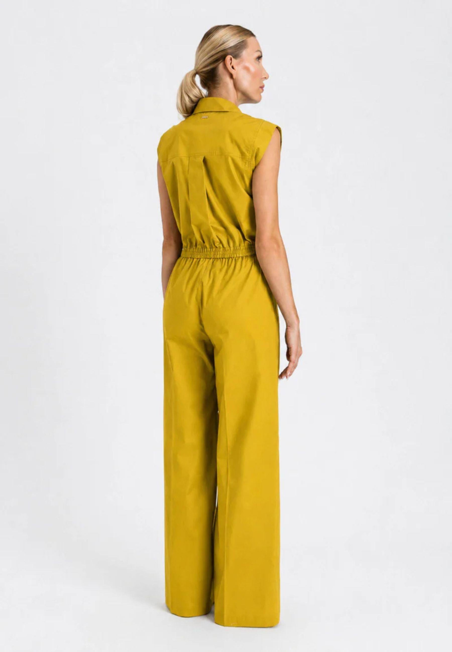 Pantalone wide leg in cotone stretch 