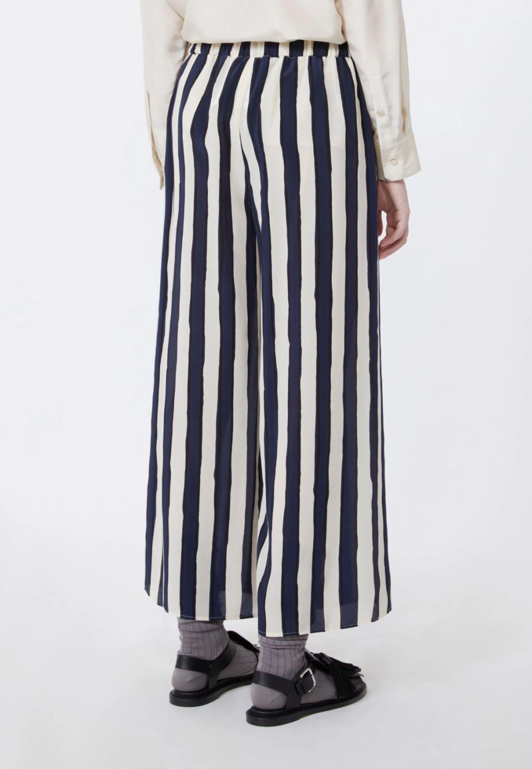 Pantalone in crêpe de Chine stampata - BLU 