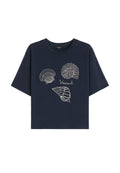 T-shirt boxy in puro cotone con stampa conchiglie