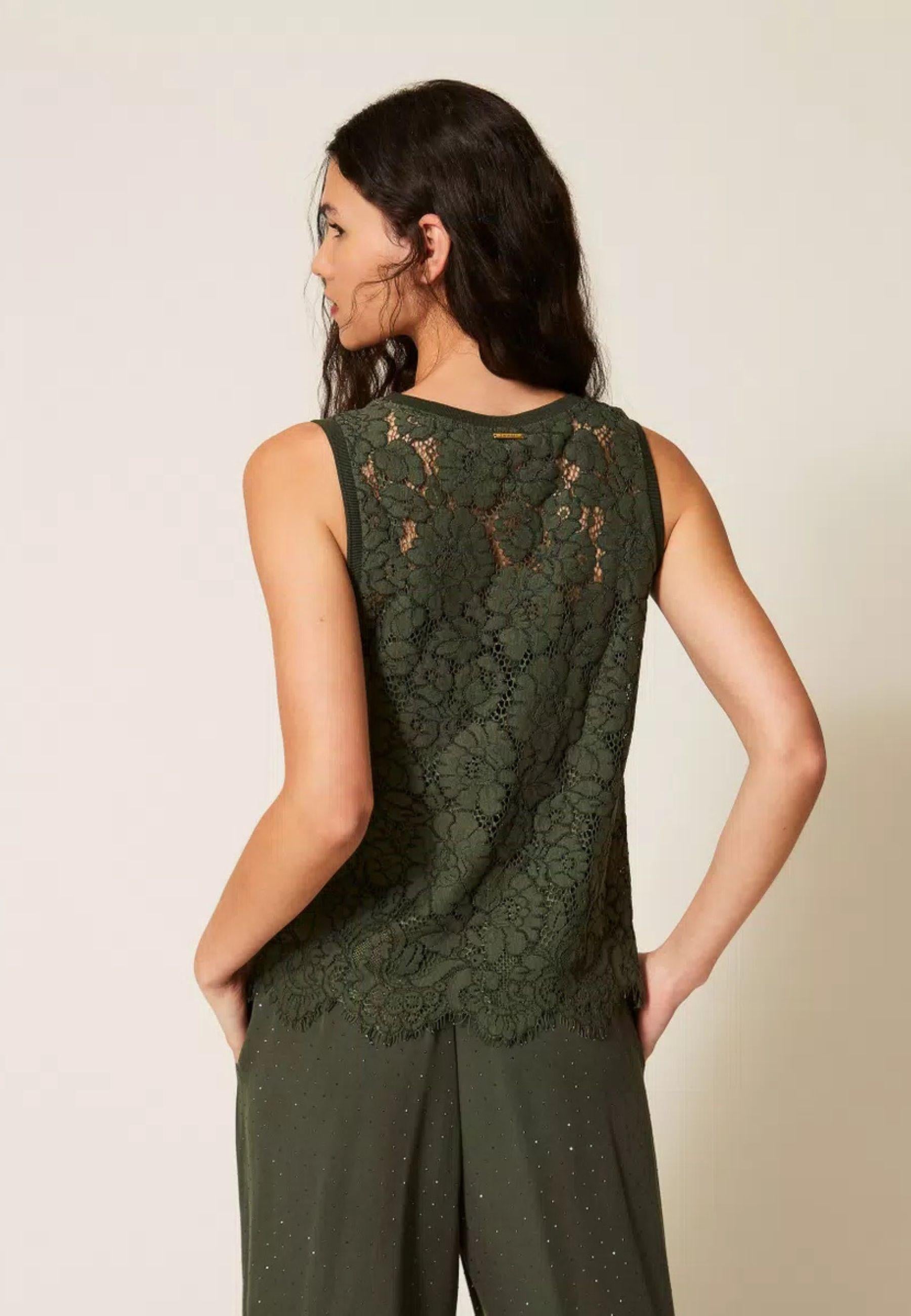 Twinset Milano - Top in pizzo rébrodé 