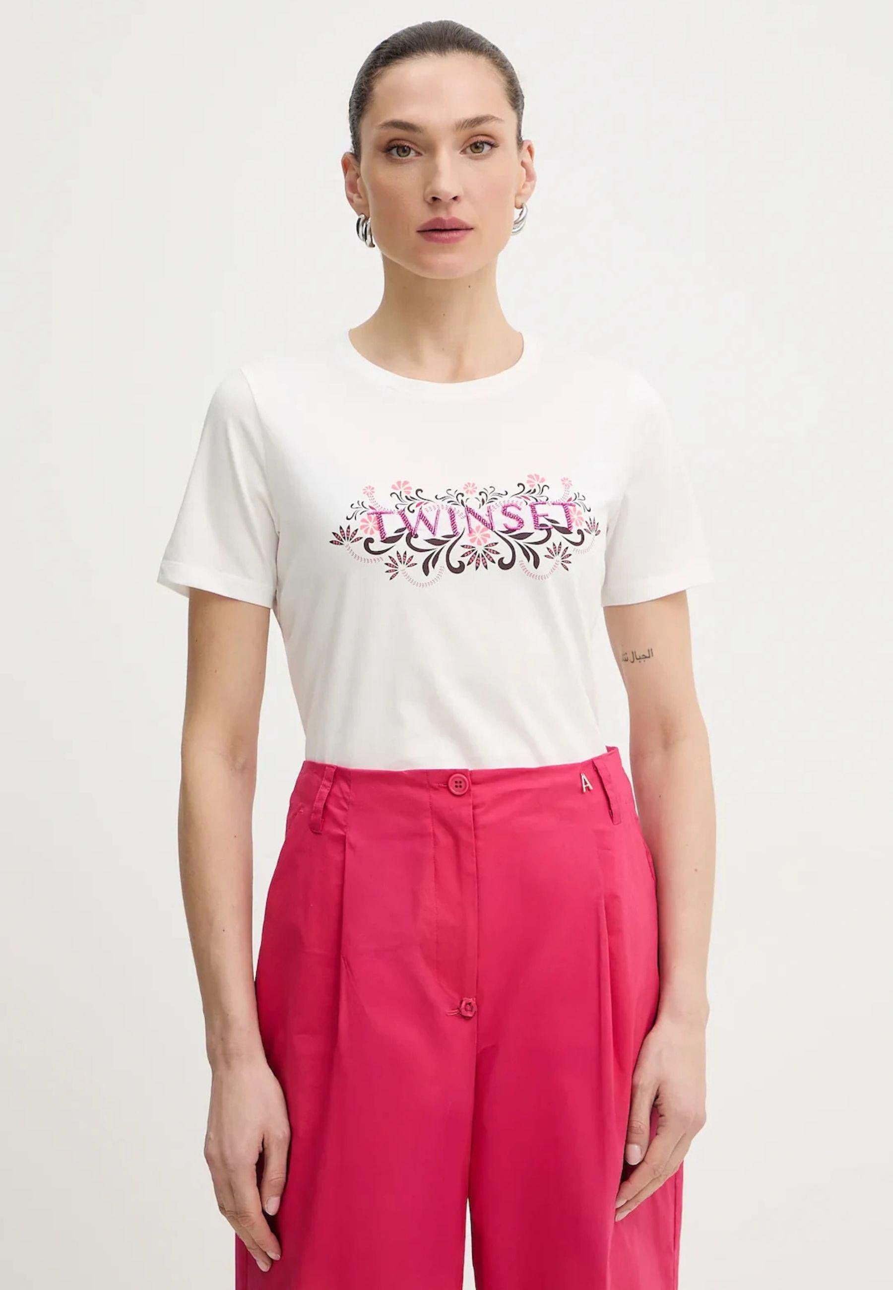 T-shirt con ricamo logo Twinset 