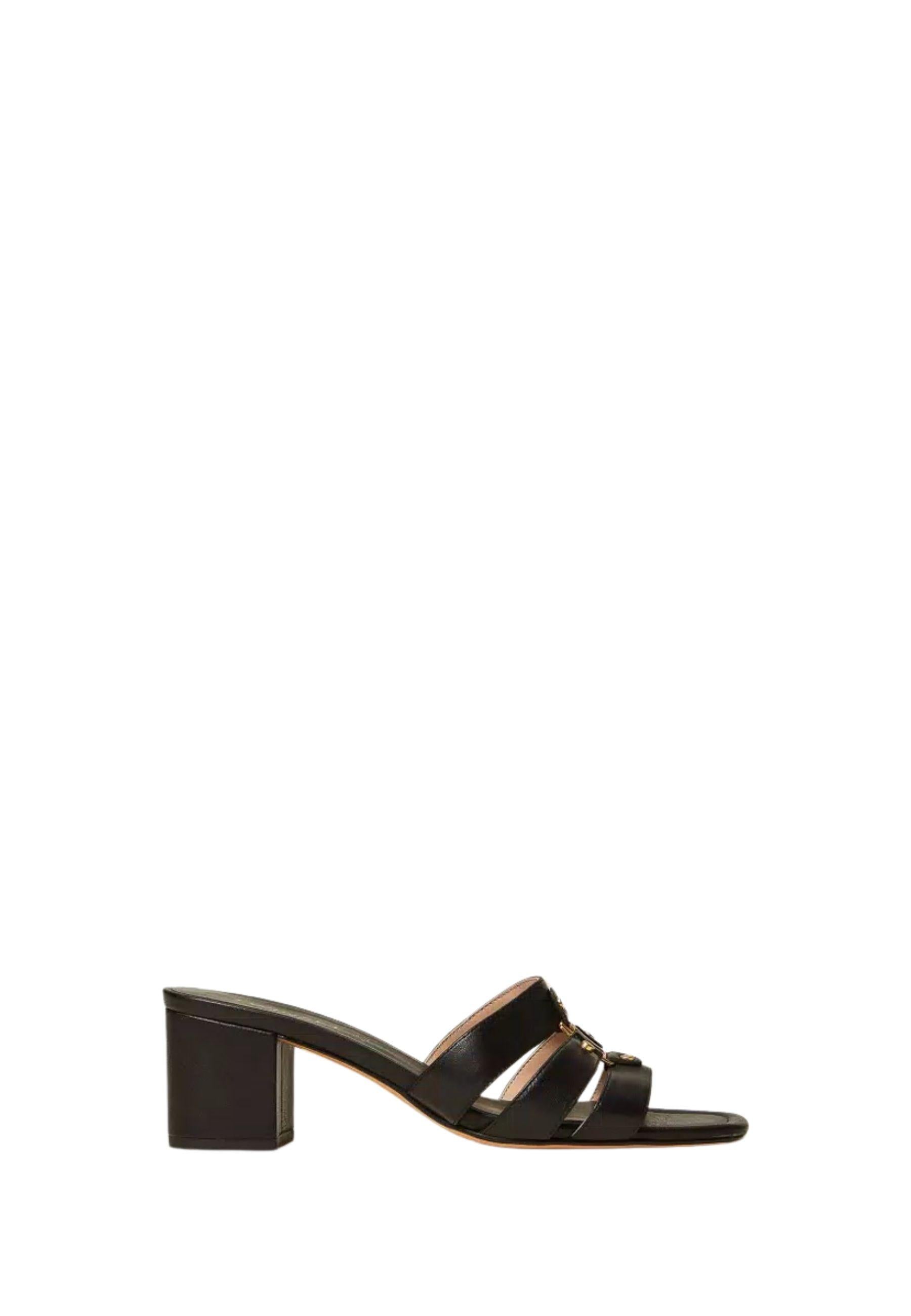 Sandali mules in pelle con logo 
