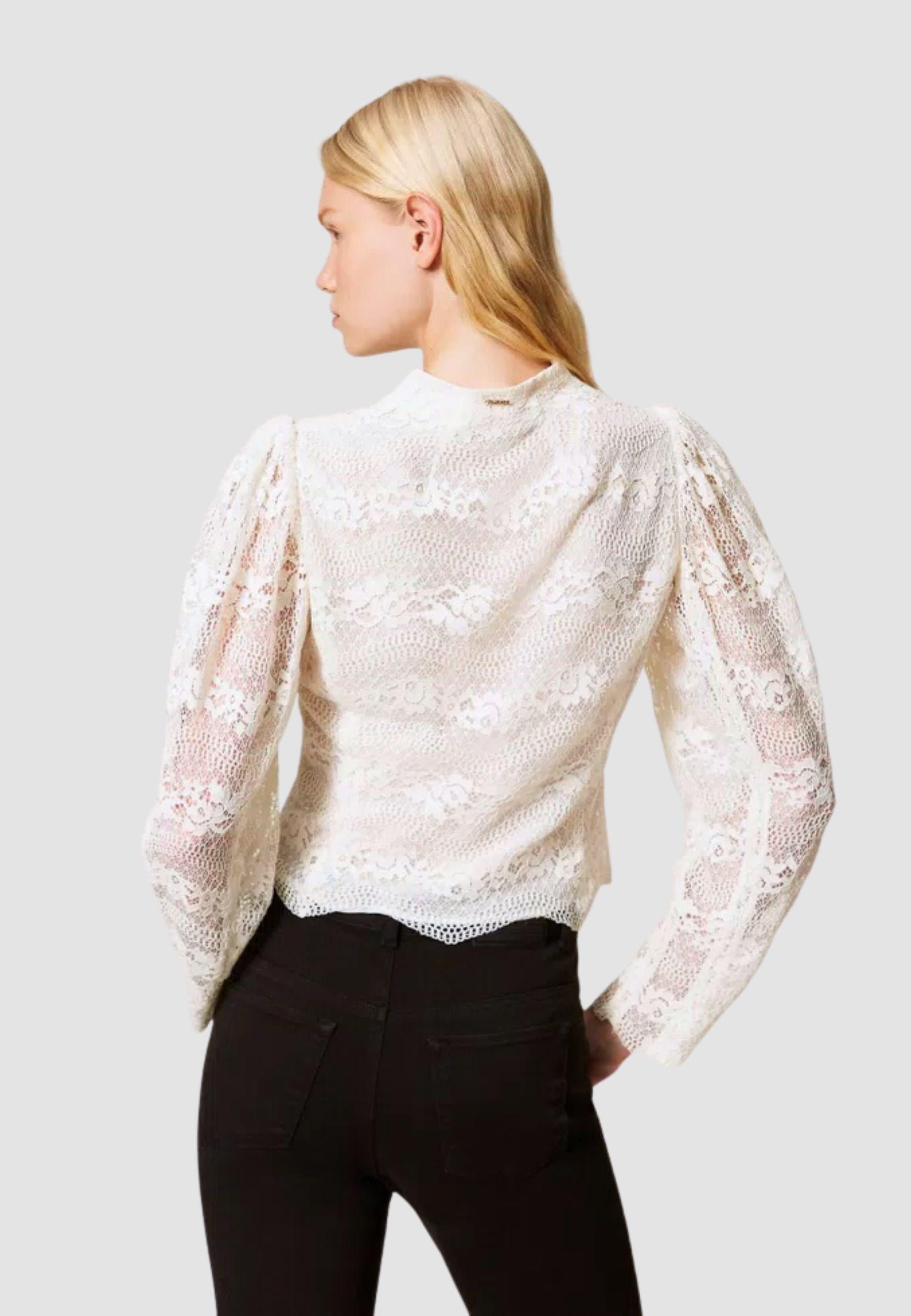 Camicia Twinset in viscosa con inserti in pizzo 