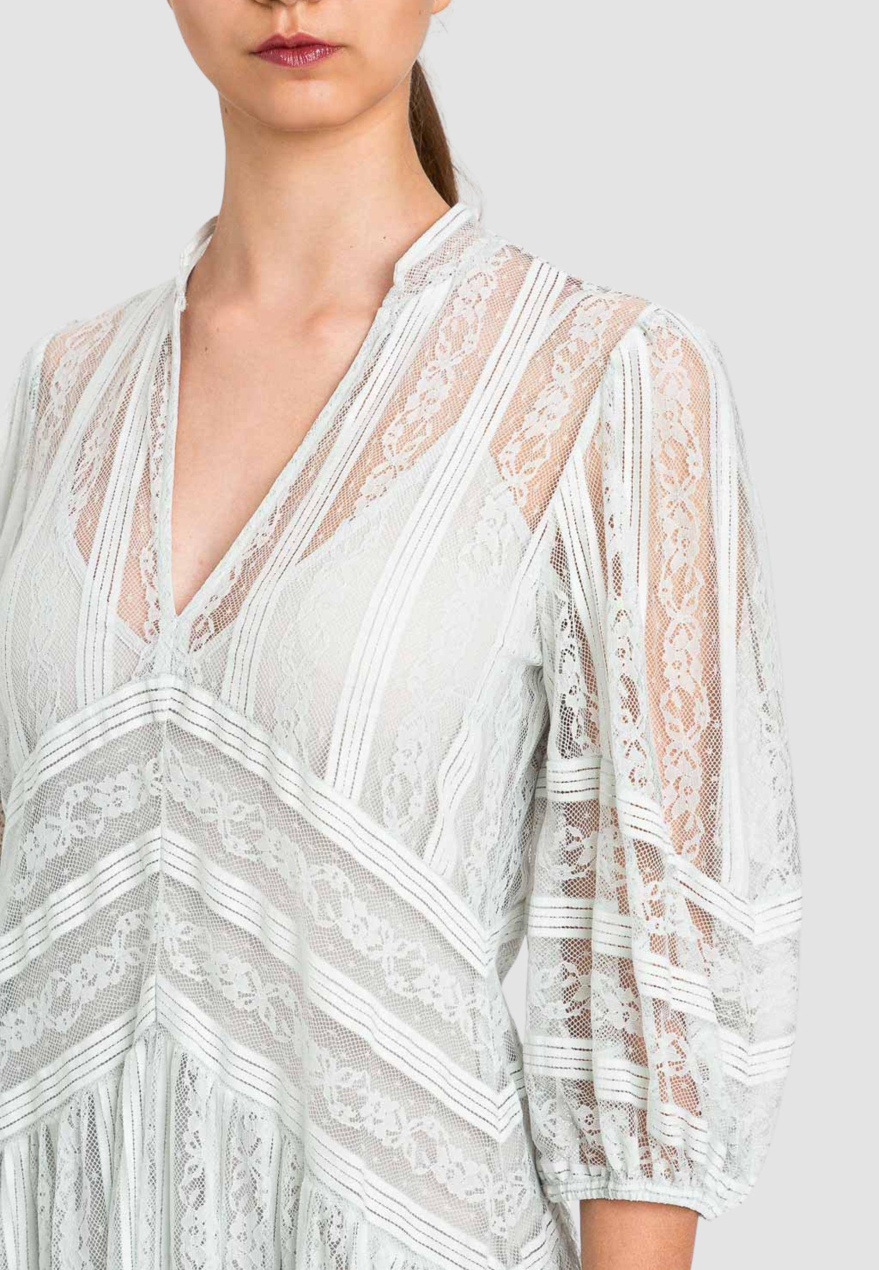 Abito corto in pizzo a righe 