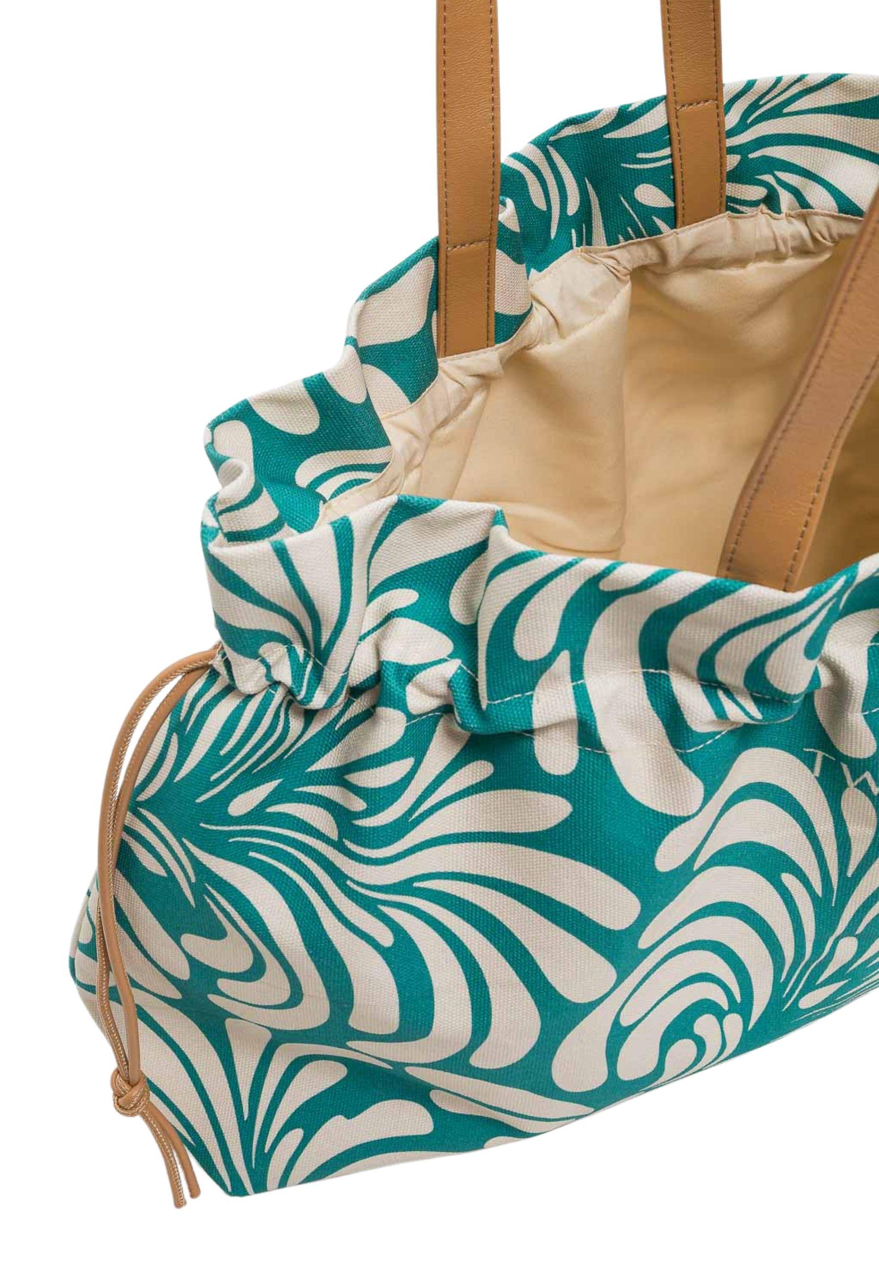 Borsa shopper in canvas stampa botanica 