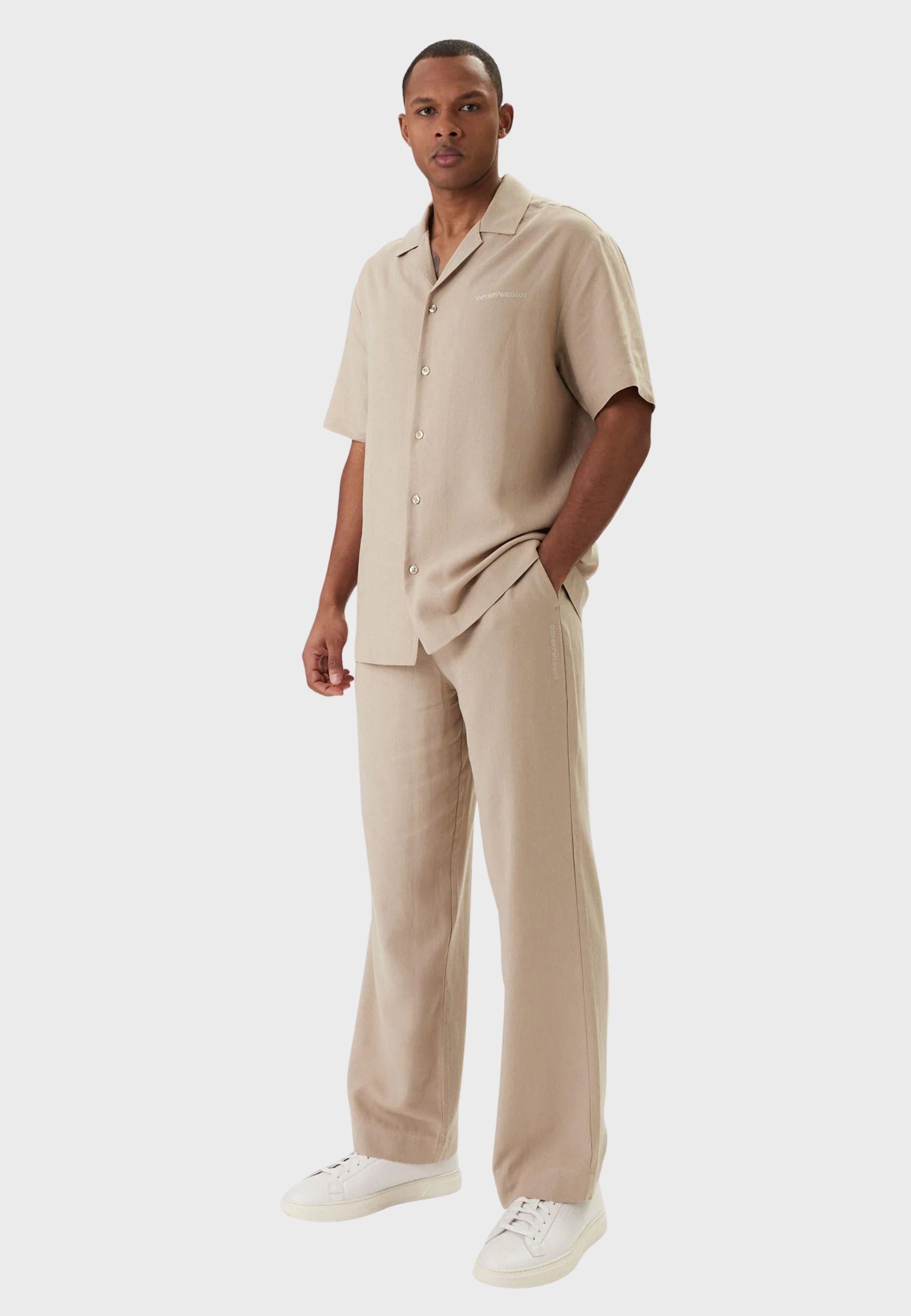 Pantaloni beachwear in misto lino 