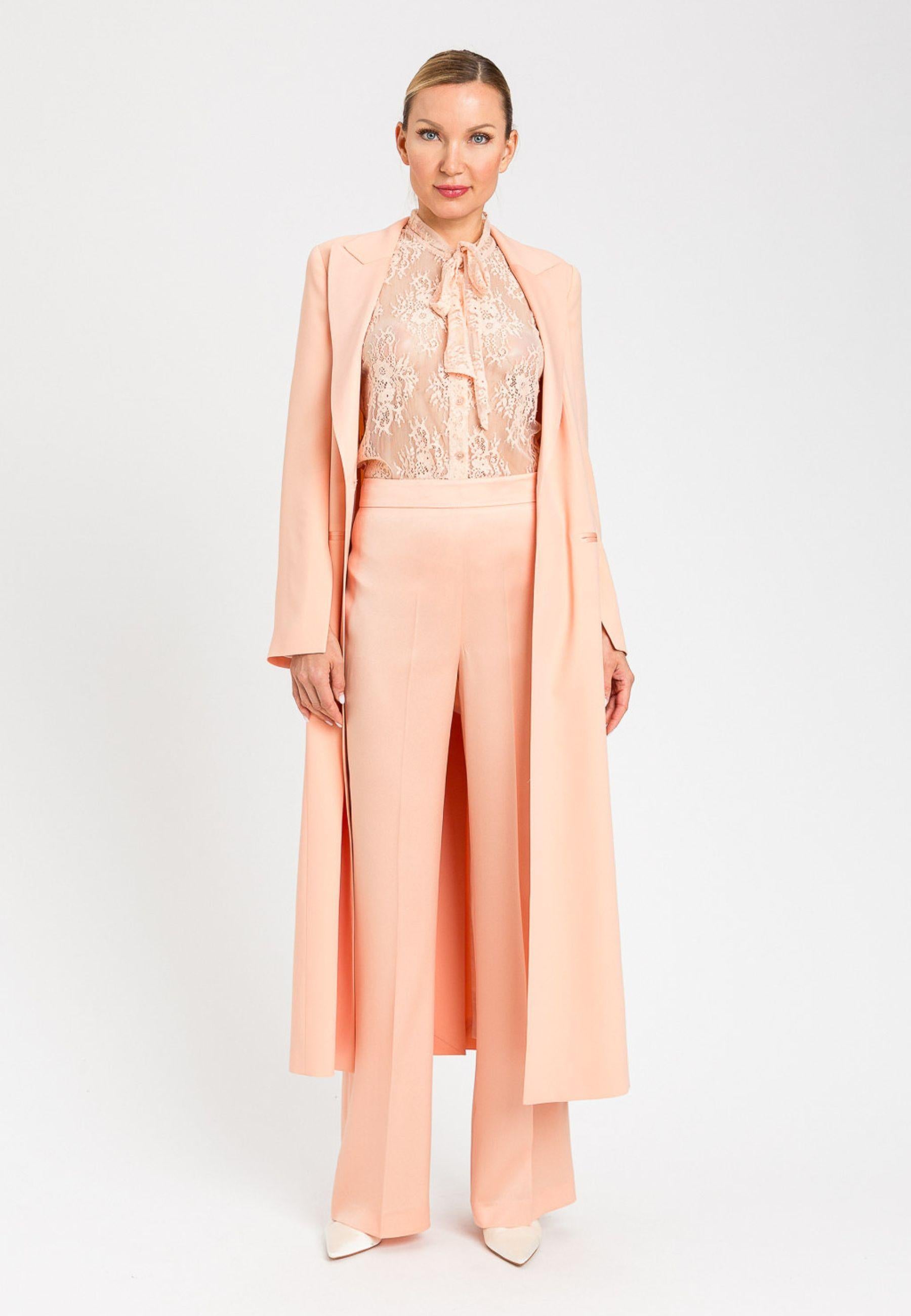 Pantaloni Twinset vita alta in satin Peach Pink 