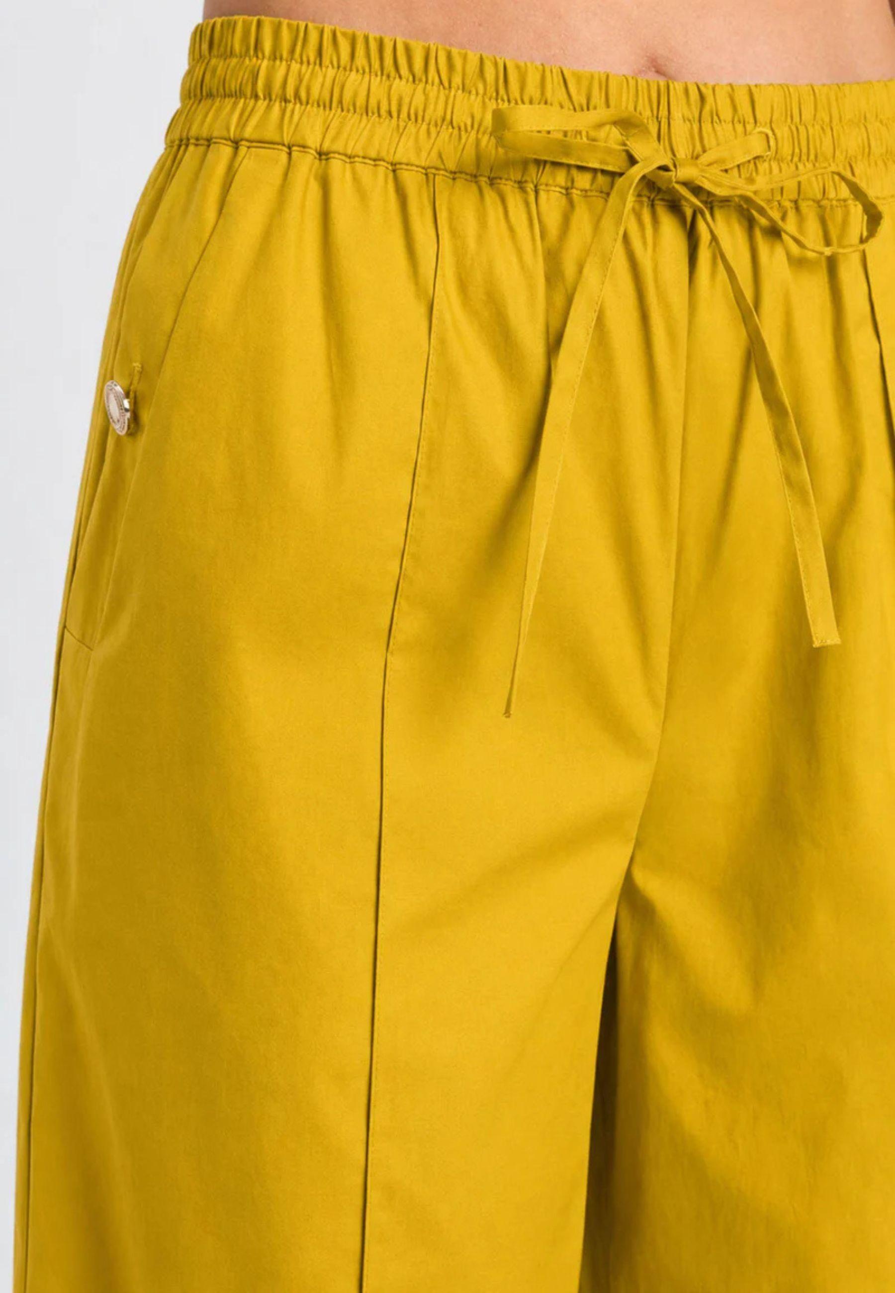 Pantalone wide leg in cotone stretch 