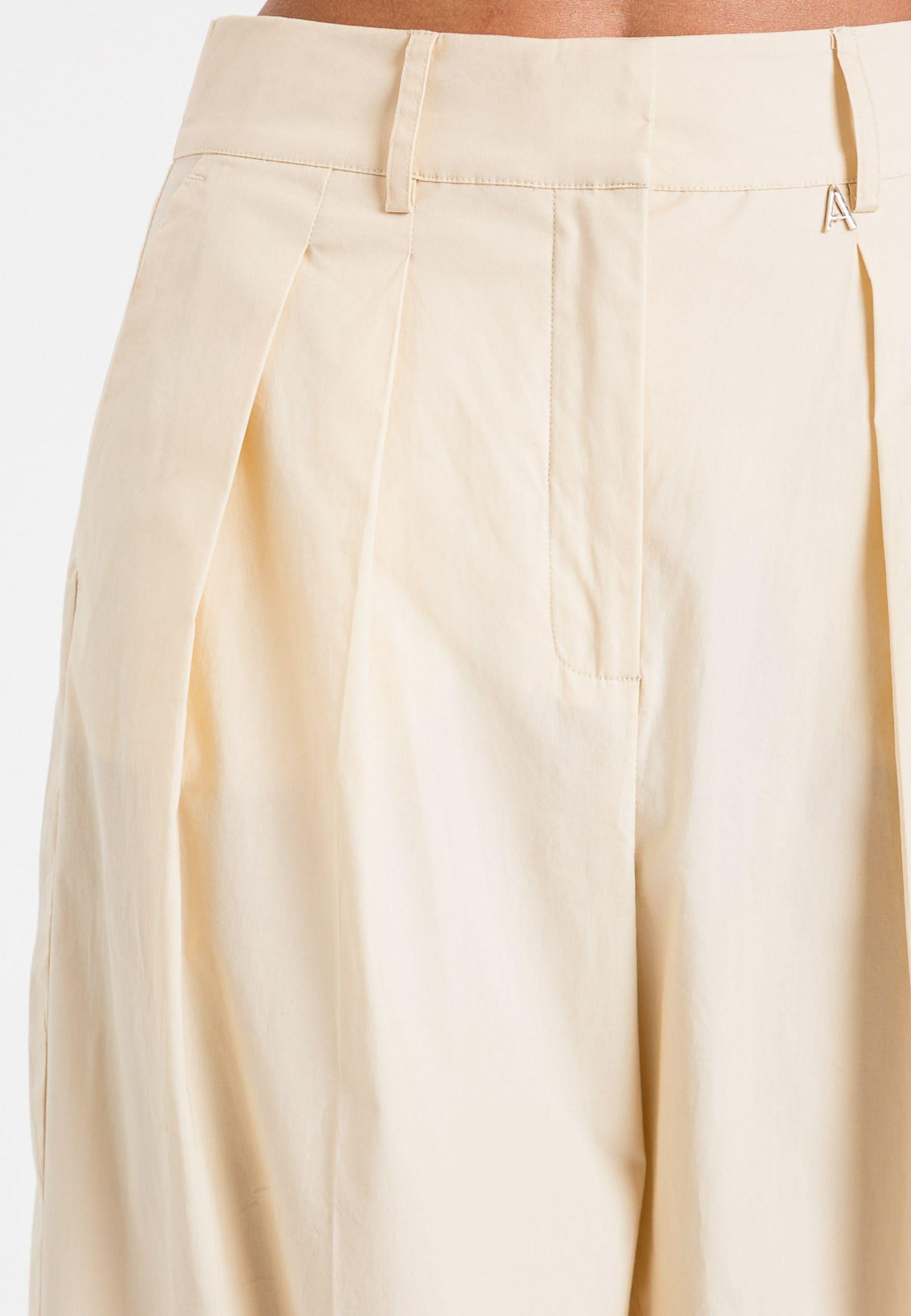Twinset Pantaloni Palazzo in Cotone Stretch - Avorio 