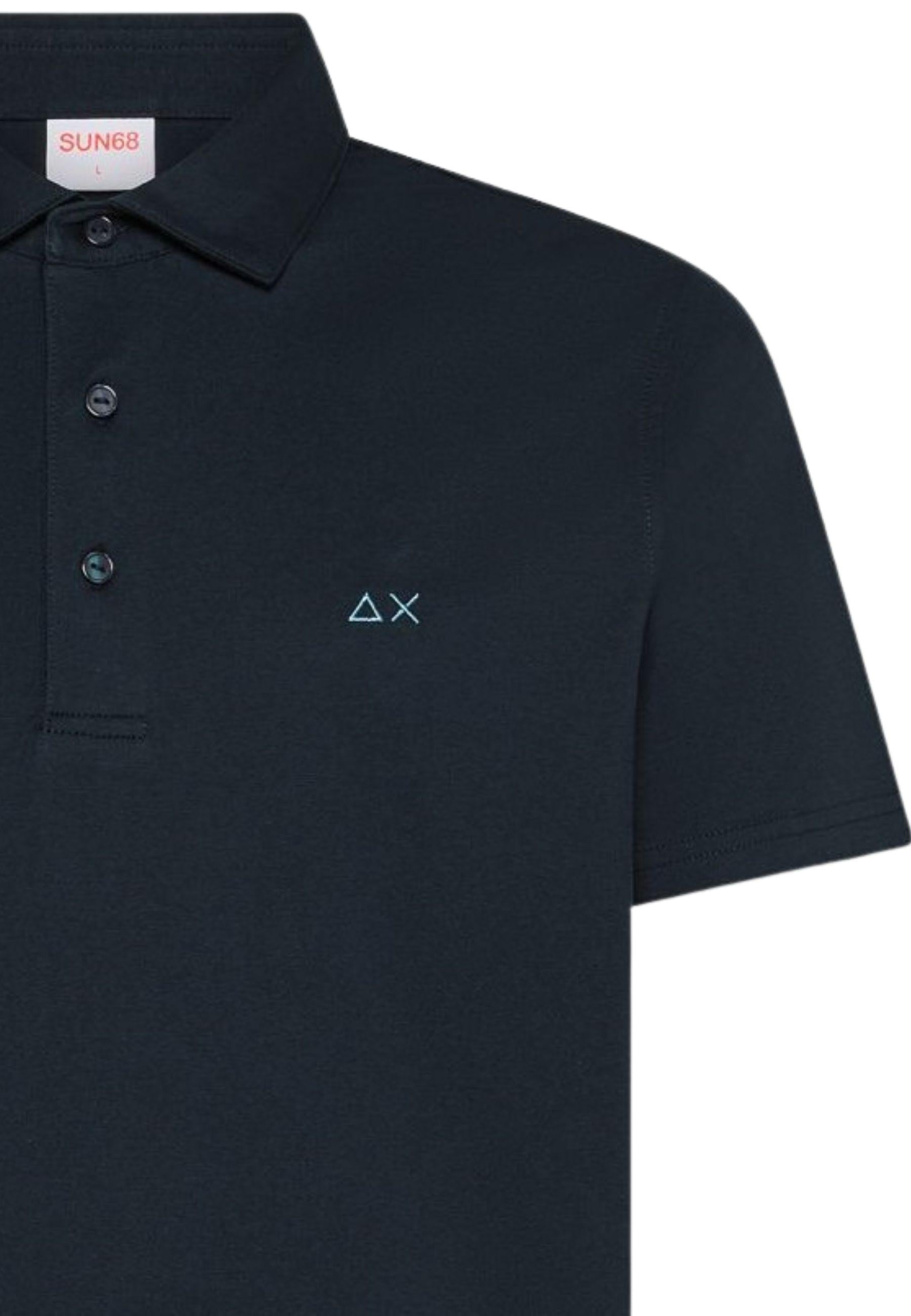 Polo in jersey di cotone blu navy 